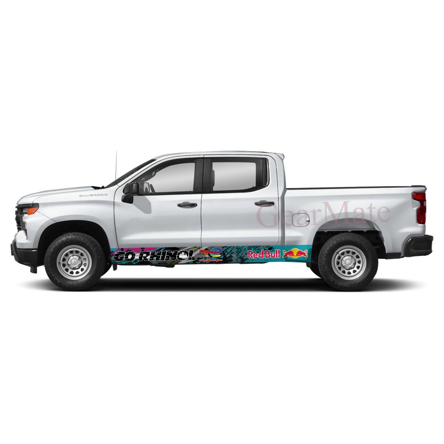 Speed Light Blue Total Energies Rocker Panel Graphic Decal Kit (Left & Right Sides) - High Quality Vinyl for Trucks & SUVs