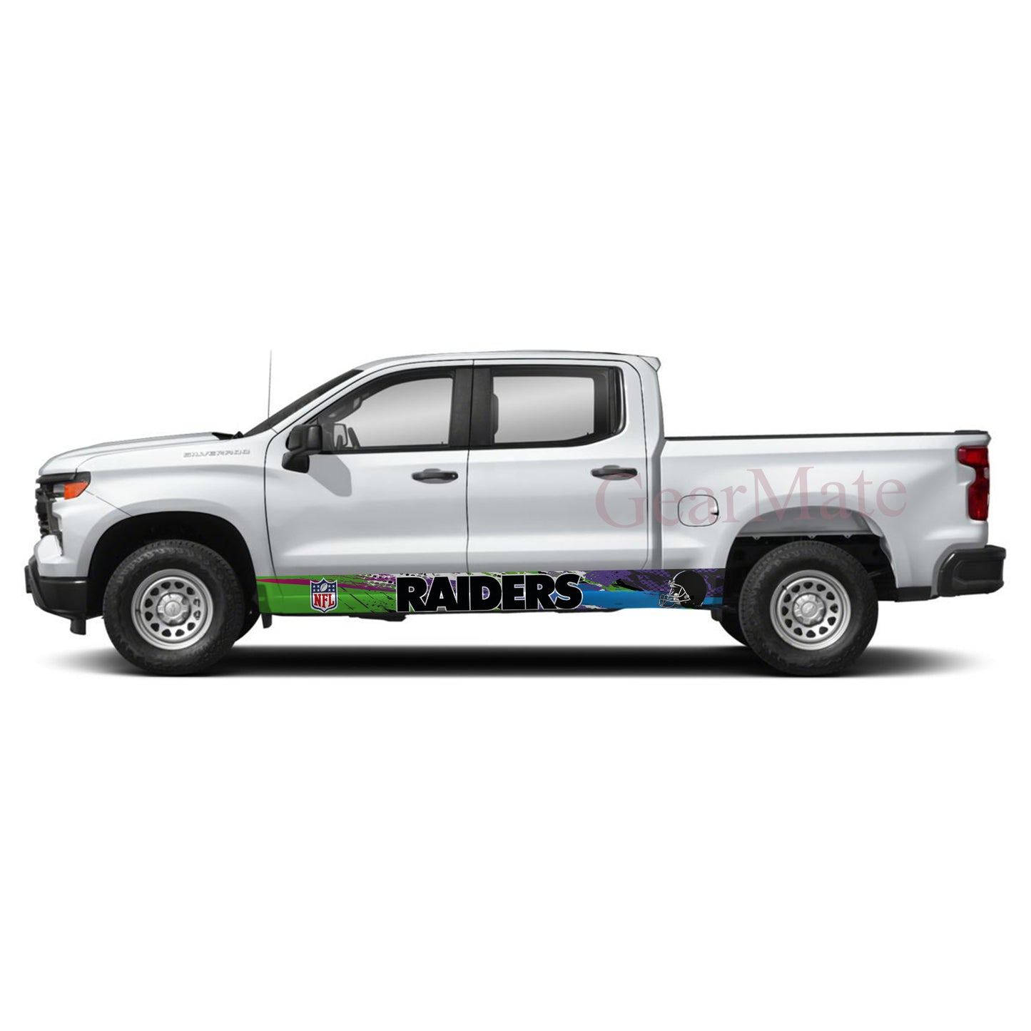 NFL Las Vegas Raiders 1 Rocker Panel Graphic Decal Kit (Left & Right Sides) - High Quality Vinyl for Trucks & SUVs
