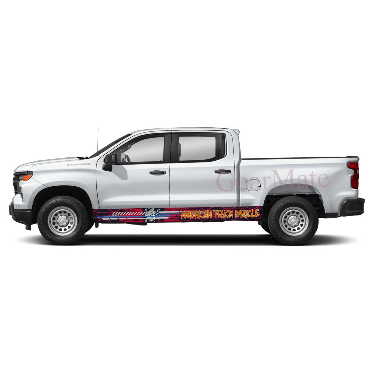 American Truck Muscle Rocker Panel Graphic Decal Kit (Left & Right Sides) - High Quality Vinyl for Trucks & SUVs