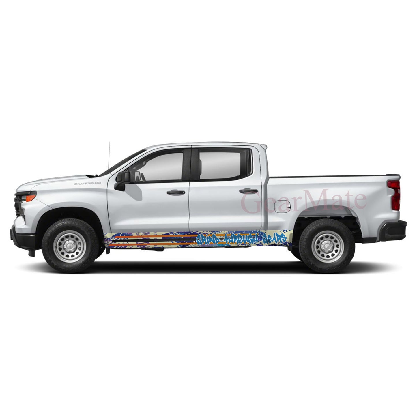 Grind Through Gears Rocker Panel Graphic Decal Kit (Left & Right Sides) - High Quality Vinyl for Trucks & SUVs