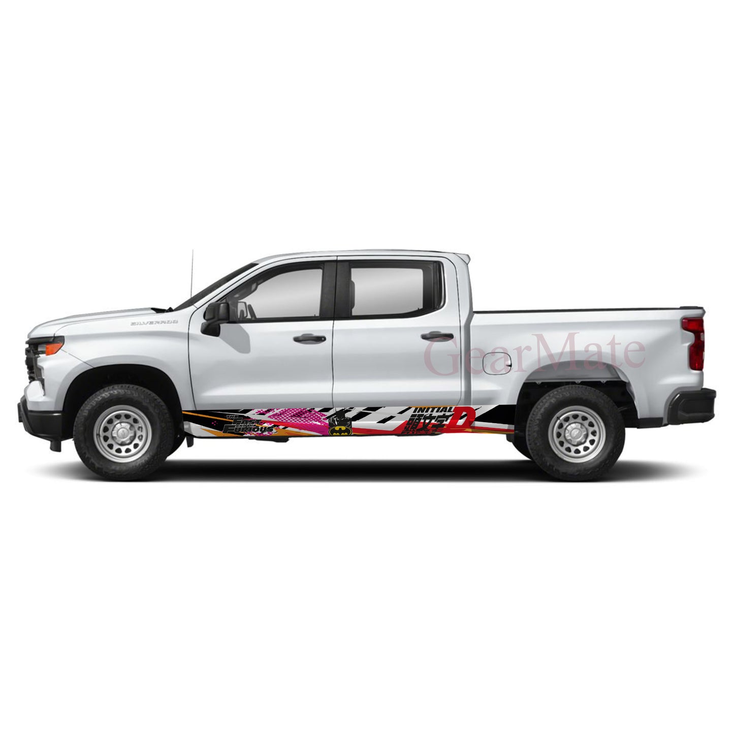 Racing Pink Black Batman Rocker Panel Graphic Decal Kit (Left & Right Sides) - High Quality Vinyl for Trucks & SUVs