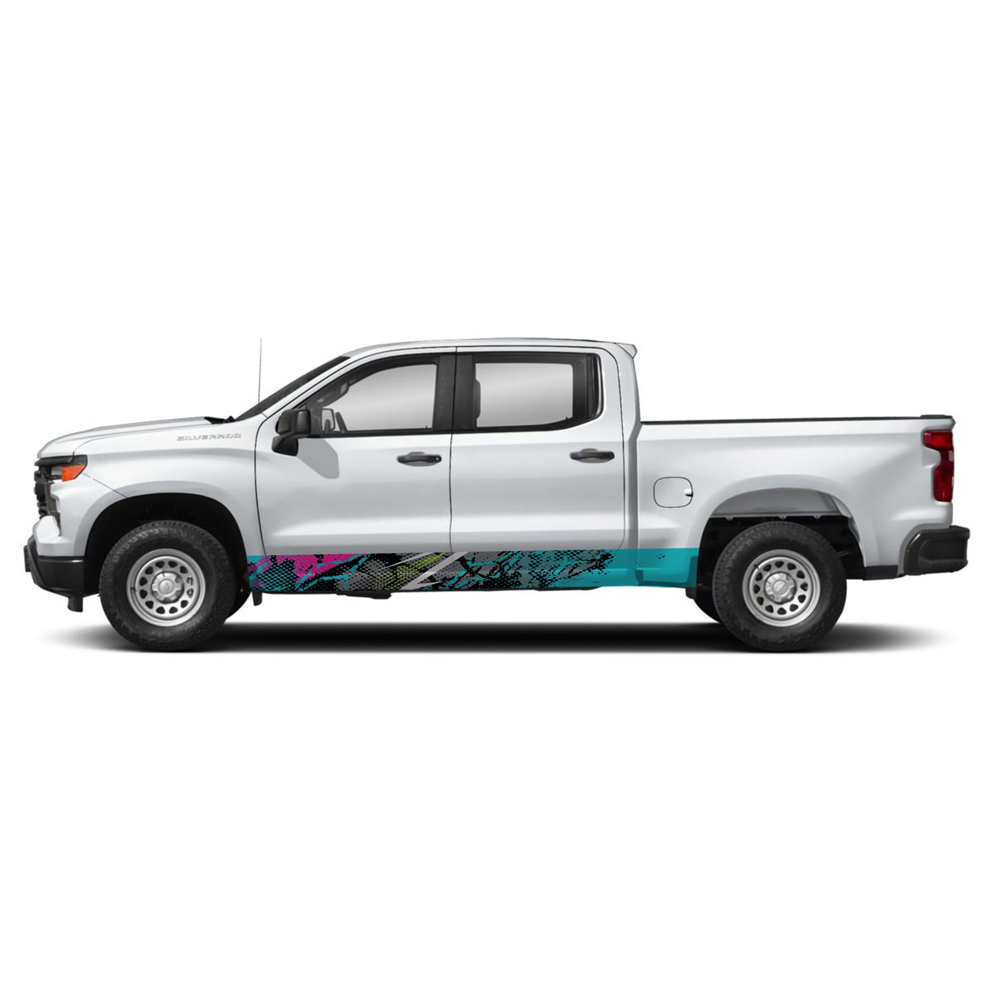 Speed Light Blue Rocker Panel Graphic Decal Kit (Left & Right Sides) - High Quality Vinyl for Trucks & SUVs