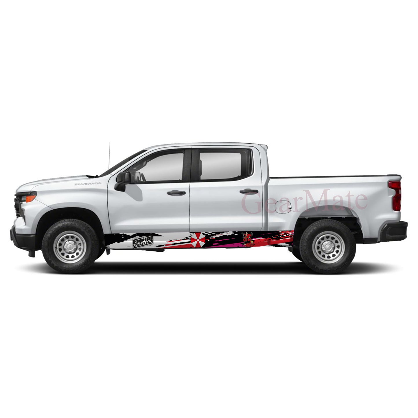 Road Warrior Umbrella Rocker Panel Graphic Decal Kit (Left & Right Sides) - High Quality Vinyl for Trucks & SUVs