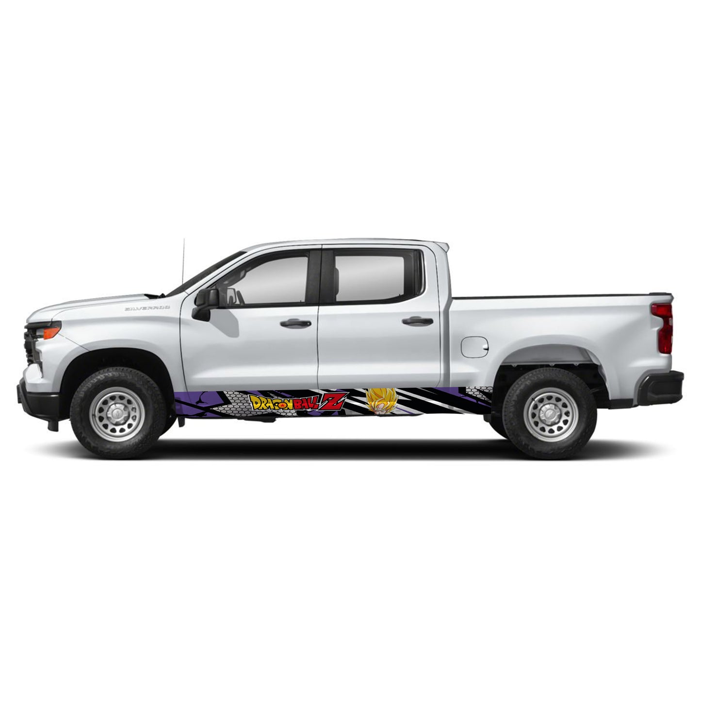 Sport Purple Dragon Ball Z Goku Rocker Panel Graphic Decal Kit (Left & Right Sides) - High Quality Vinyl for Trucks & SUVs