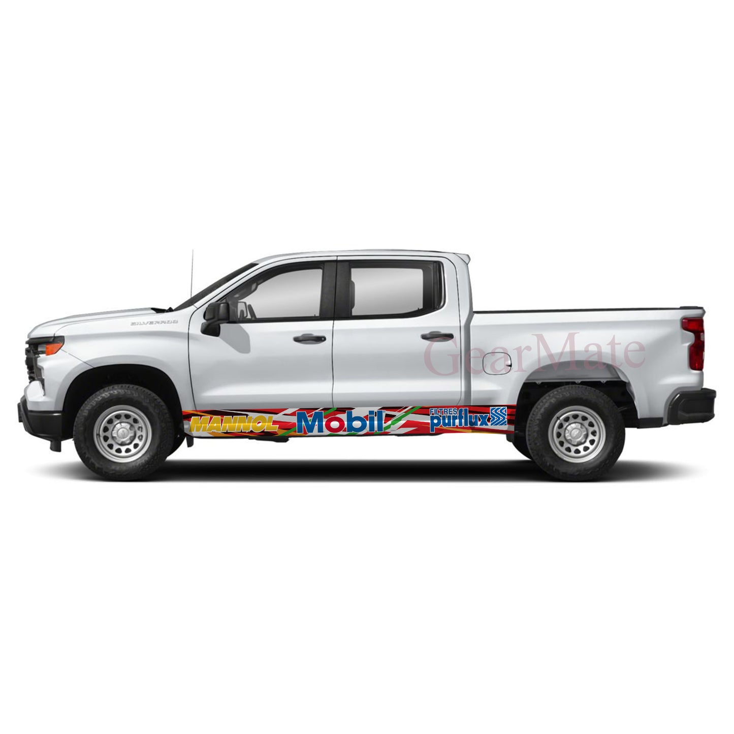 Racing Stripe Orange Mobil Rocker Panel Graphic Decal Kit (Left & Right Sides) - High Quality Vinyl for Trucks & SUVs