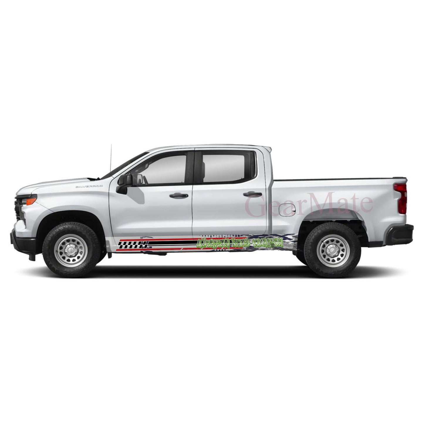 American Road Warrior Rocker Panel Graphic Decal Kit (Left & Right Sides) - High Quality Vinyl for Trucks & SUVs