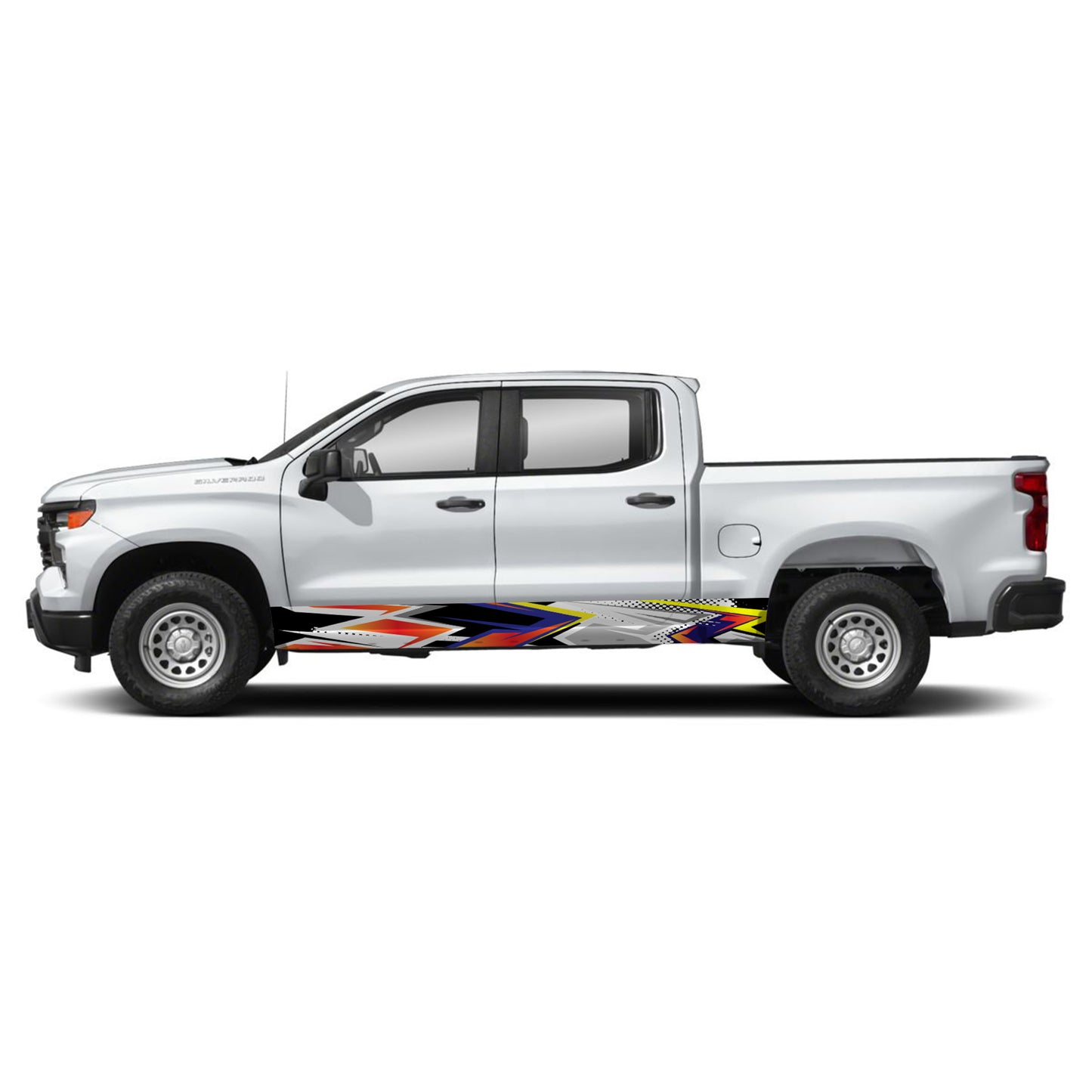 Orange Blue Rocker Panel Graphic Decal Kit (Left & Right Sides) - High Quality Vinyl for Trucks & SUVs
