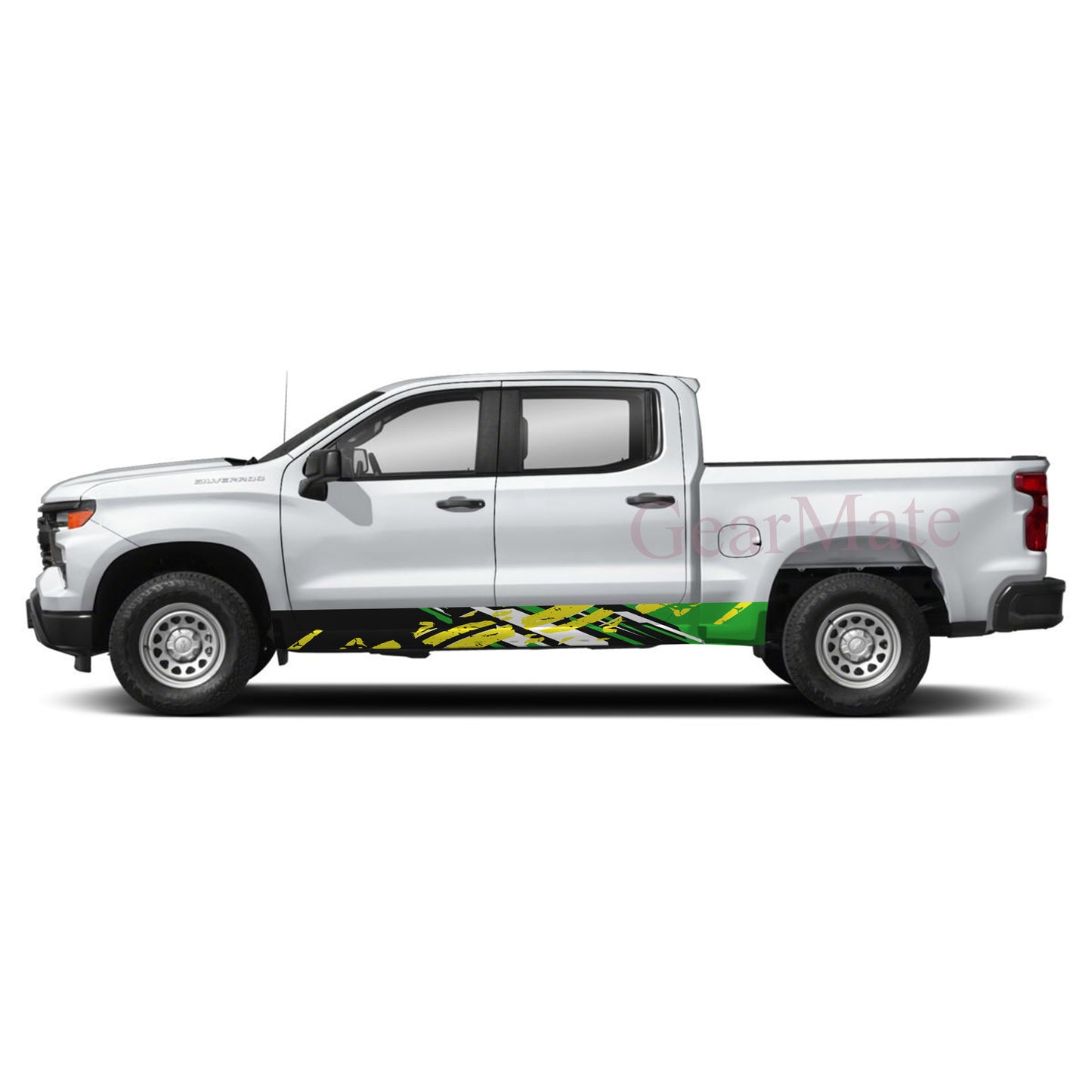 Racing Sport Green Yellow Rocker Panel Graphic Decal Kit (Left & Right Sides) - High Quality Vinyl for Trucks & SUVs