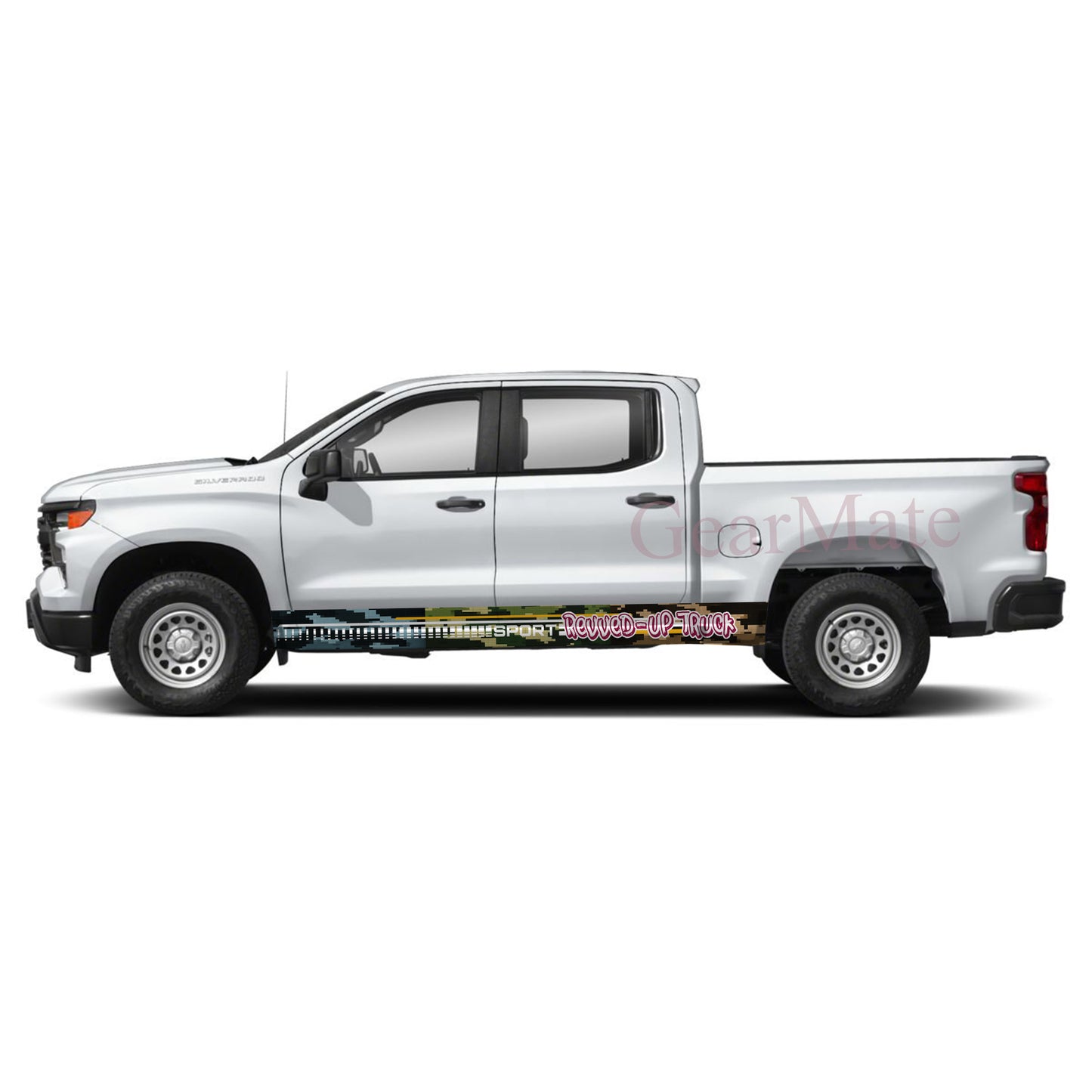 Revved-Up Truck Rocker Panel Graphic Decal Kit (Left & Right Sides) - High Quality Vinyl for Trucks & SUVs