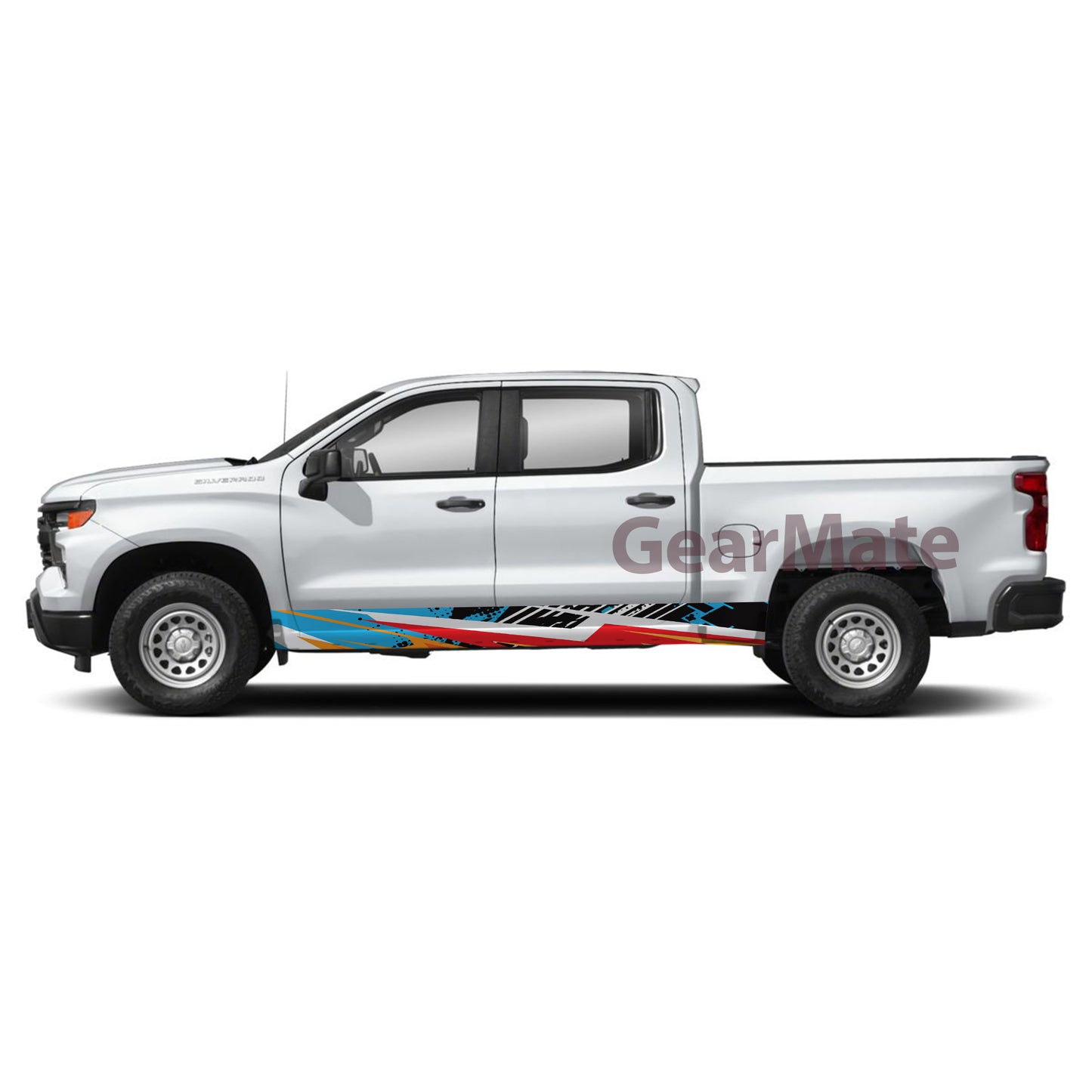 Racing Stripe Blue Rocker Panel Graphic Decal Kit (Left & Right Sides) - High Quality Vinyl for Trucks & SUVs