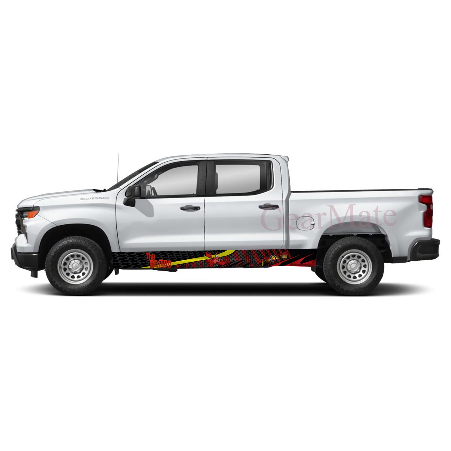 Racing Track Shell Little Mermaid Rocker Panel Graphic Decal Kit (Left & Right Sides) - High Quality Vinyl for Trucks & SUVs