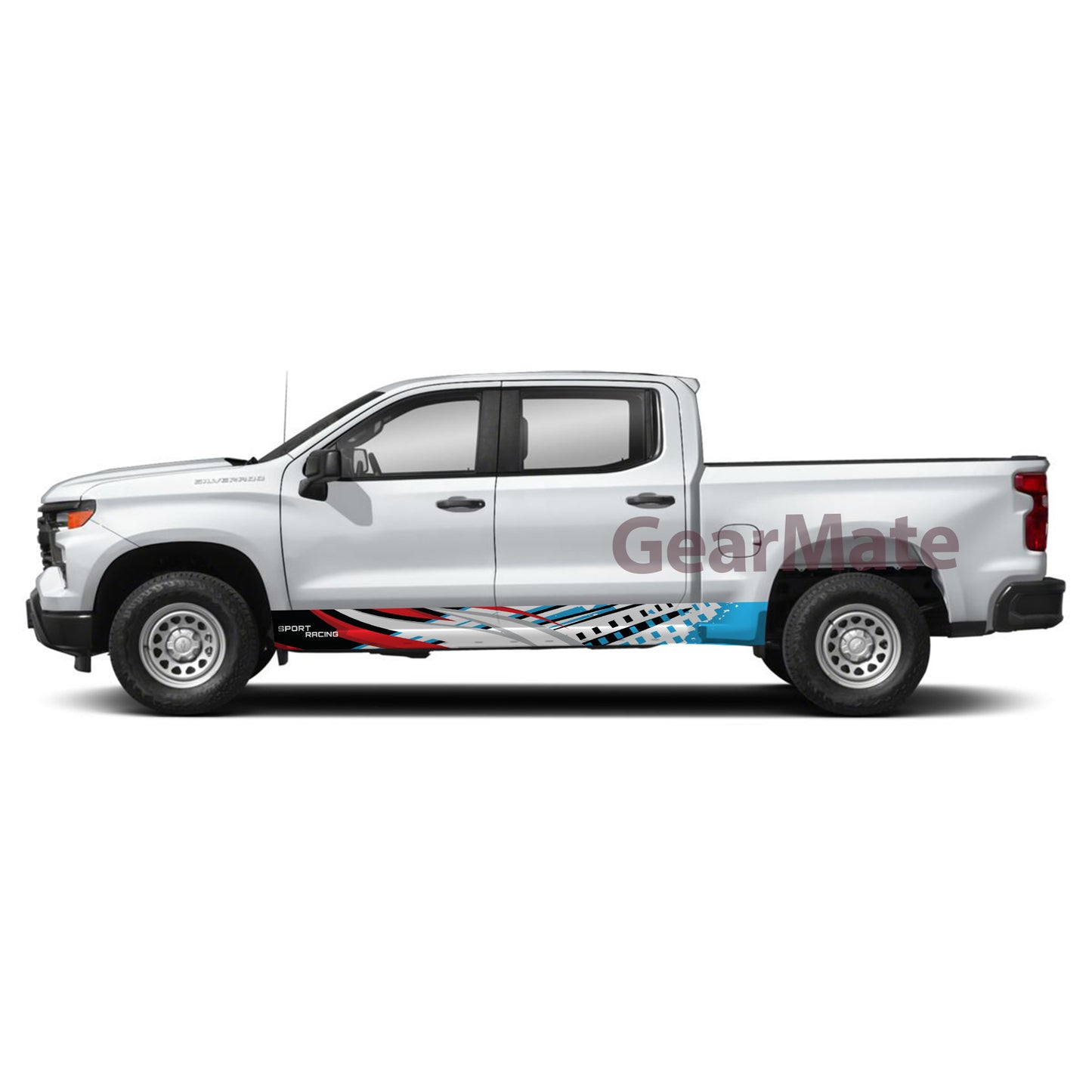 Sport Racing RB Rocker Panel Graphic Decal Kit (Left & Right Sides) - High Quality Vinyl for Trucks & SUVs