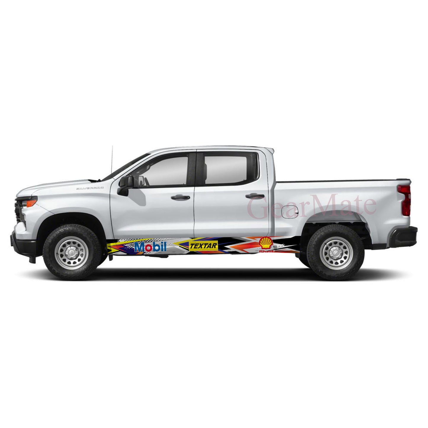 Orange Blue Mobil Rocker Panel Graphic Decal Kit (Left & Right Sides) - High Quality Vinyl for Trucks & SUVs