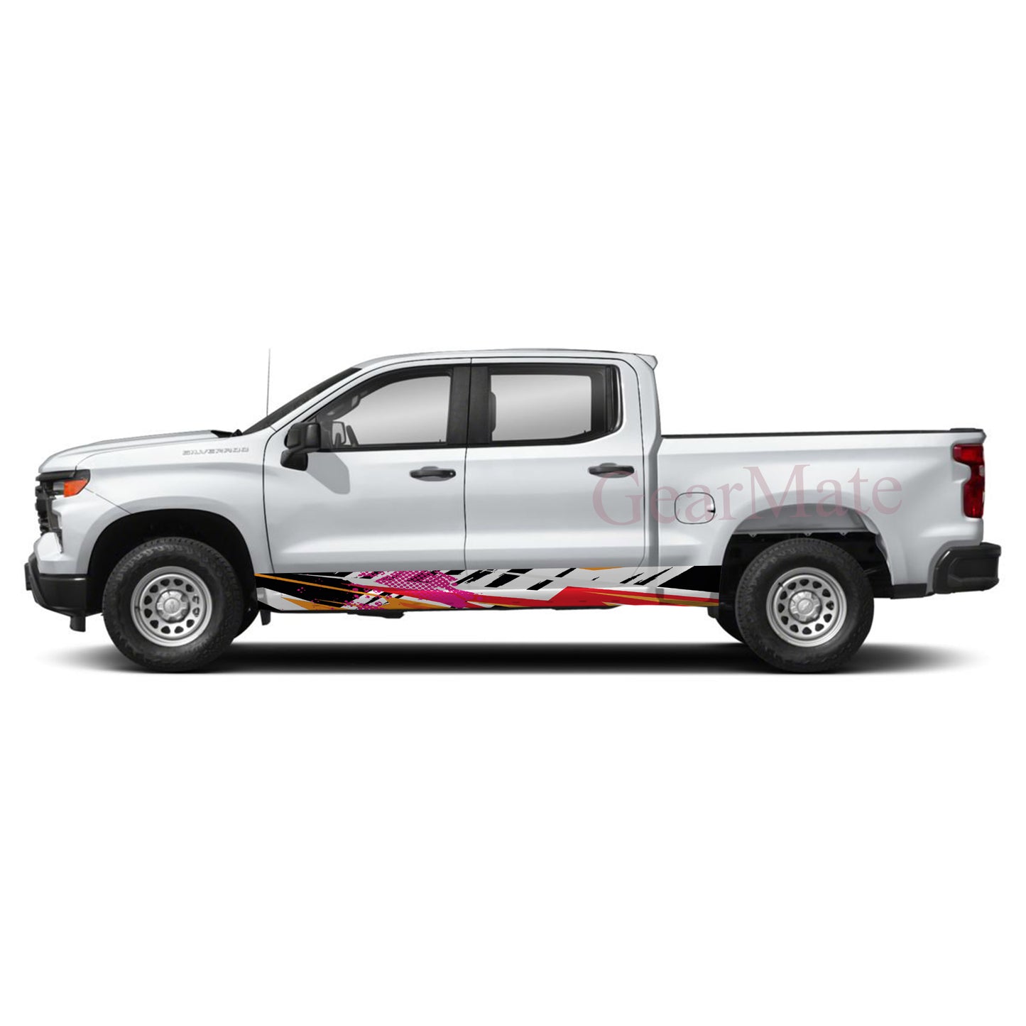 Racing Pink Black Panel Graphic Decal Kit (Left & Right Sides) - High Quality Vinyl for Trucks & SUVs