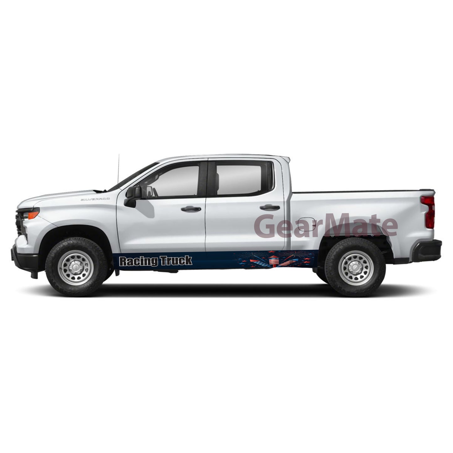 Racing Truck Rocker Panel Graphic Decal Kit (Left & Right Sides) - High Quality Vinyl for Trucks & SUVs