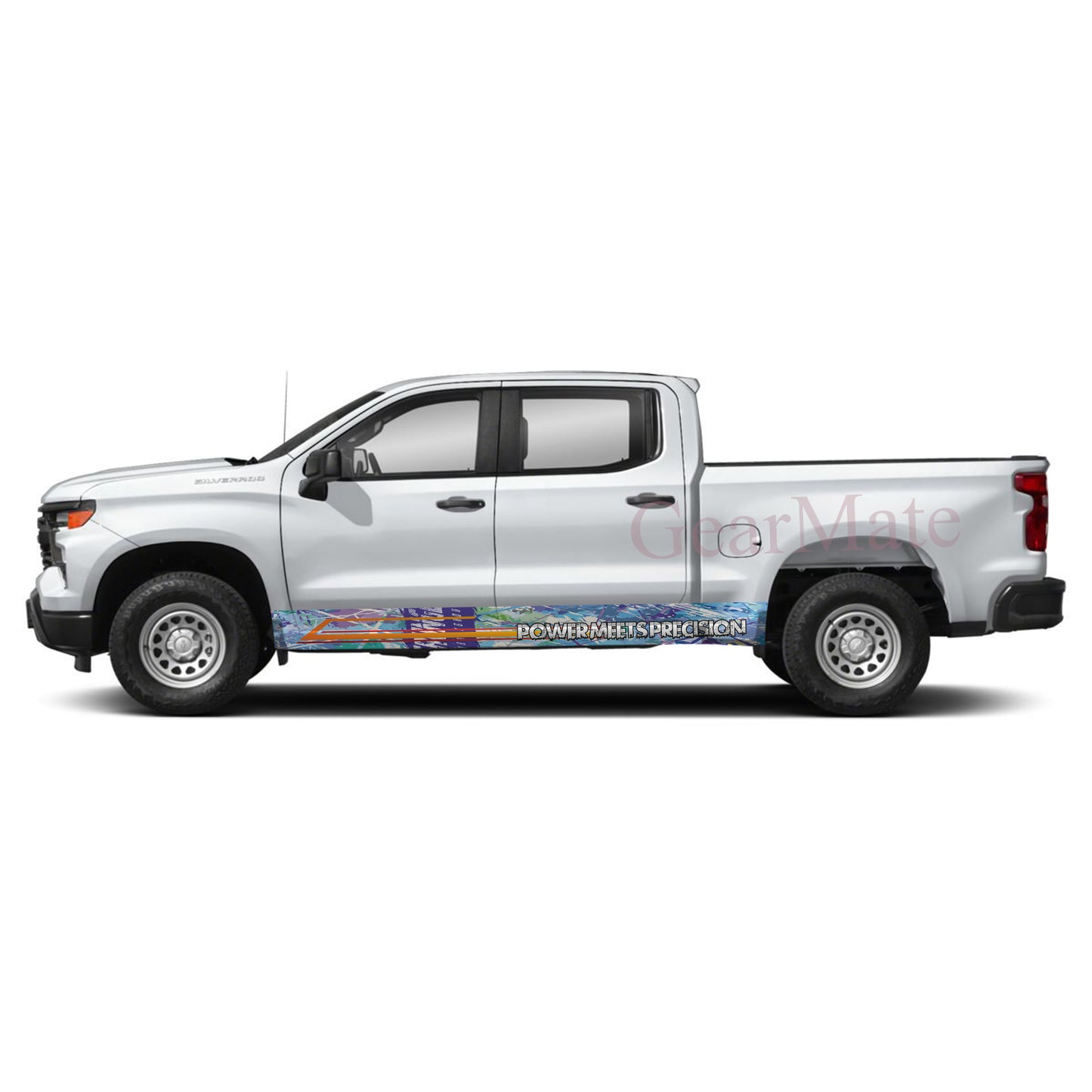 Power Meets Precision Rocker Panel Graphic Decal Kit (Left & Right Sides) - High Quality Vinyl for Trucks & SUVs
