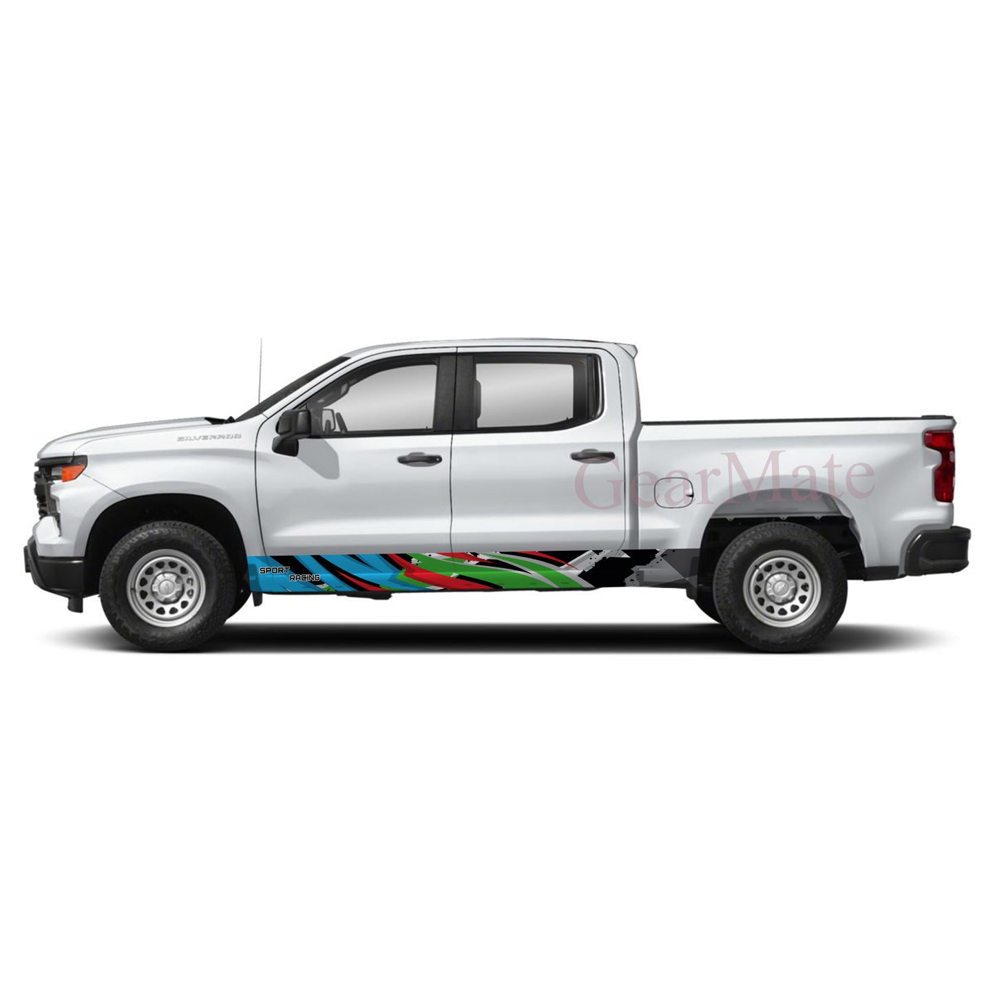 Sport Racing BRG Rocker Panel Graphic Decal Kit (Left & Right Sides) - High Quality Vinyl for Trucks & SUVs