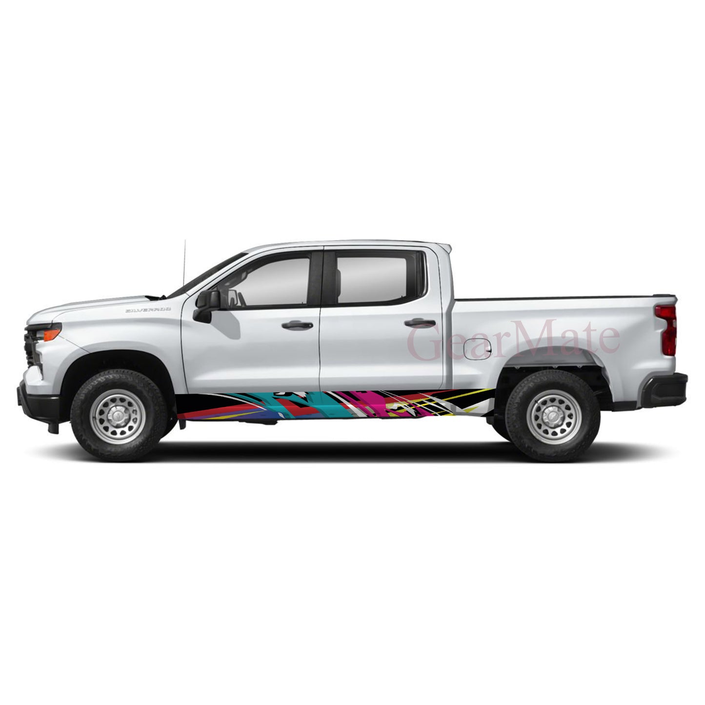 Racing Stripe Colorful Rocker Panel Graphic Decal Kit (Left & Right Sides) - High Quality Vinyl for Trucks & SUVs