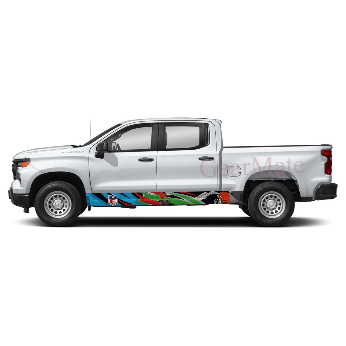 NFL Cleveland Browns 2 Rocker Panel Graphic Decal Kit (Left & Right Sides) - High Quality Vinyl for Trucks & SUVs