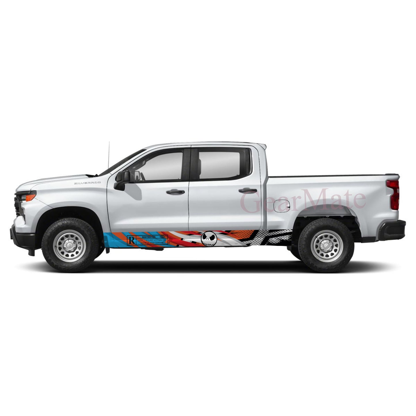 Racing Bred Jack Skellington Rocker Panel Graphic Decal Kit (Left & Right Sides) - High Quality Vinyl for Trucks & SUVs