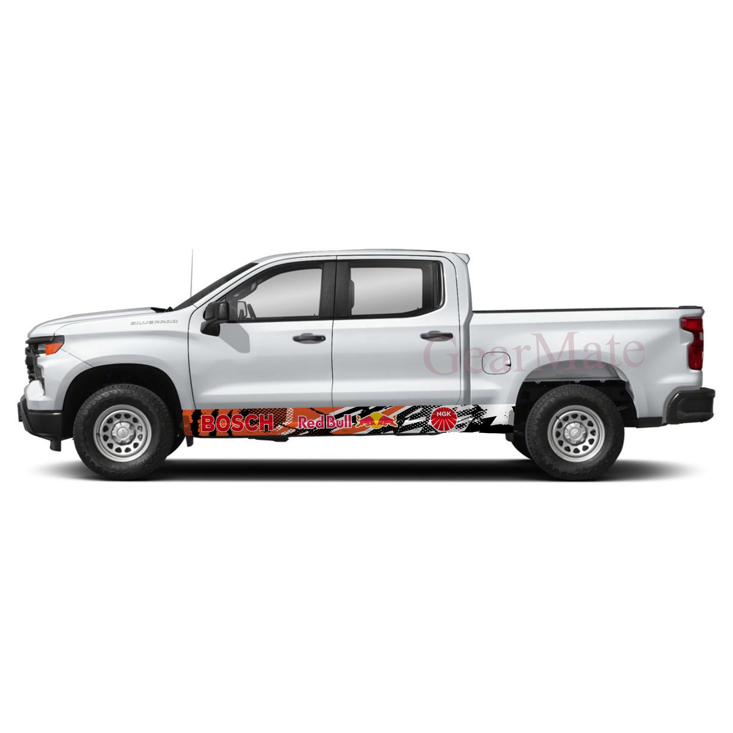 Claw Orange Red Bull Rocker Panel Graphic Decal Kit (Left & Right Sides) - High Quality Vinyl for Trucks & SUVs