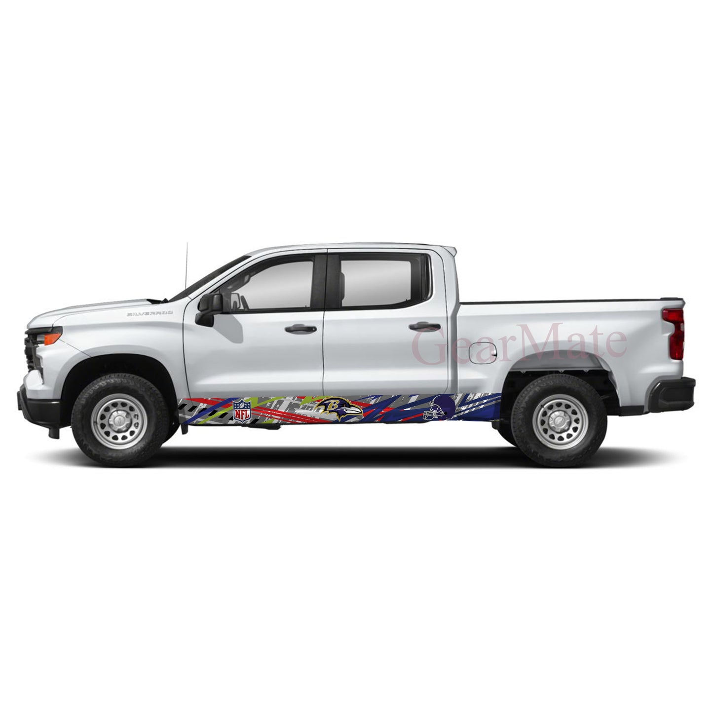 NFL Baltimore Ravens Rocker Panel Graphic Decal Kit (Left & Right Sides) - High Quality Vinyl for Trucks & SUVs