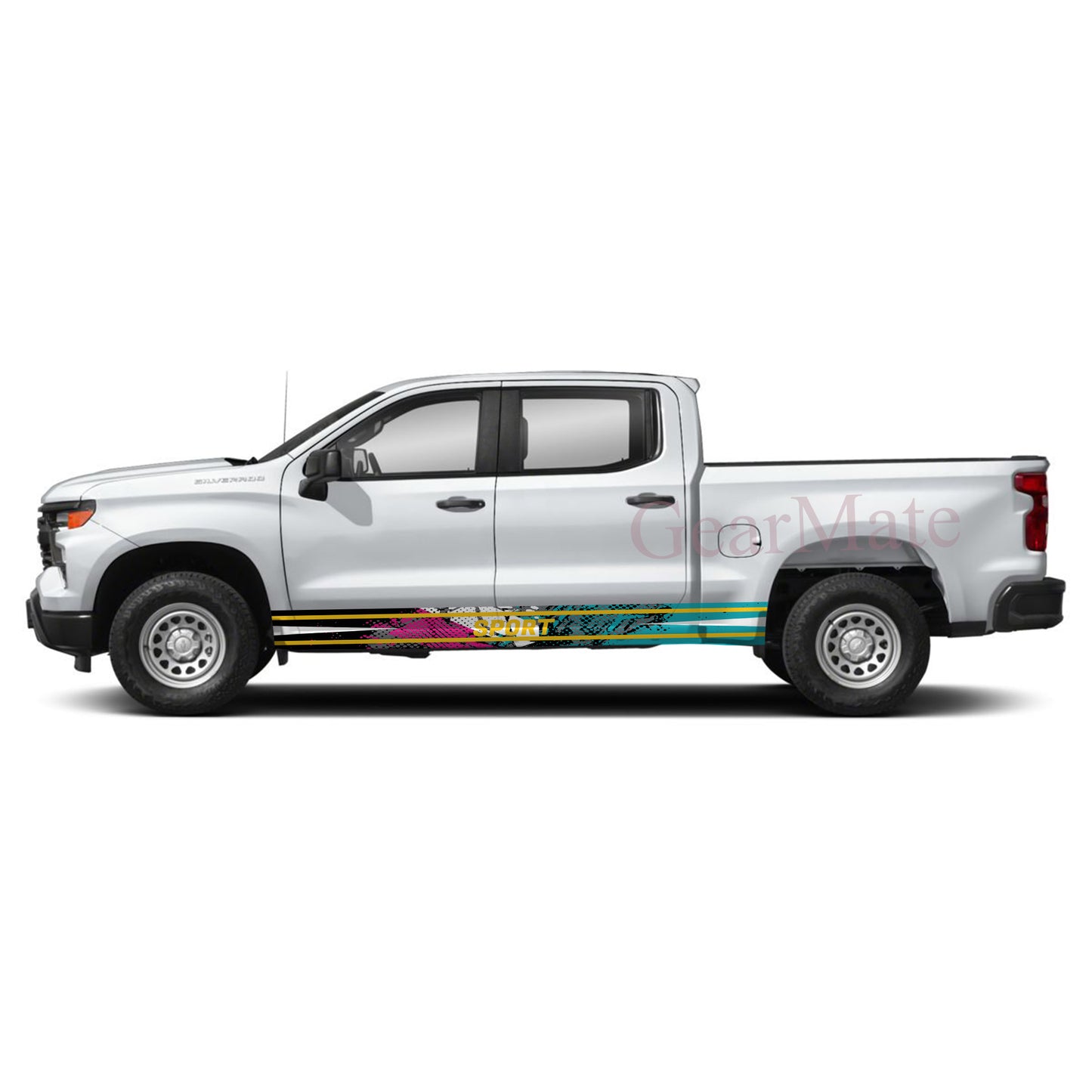 Sport Pink Green Panel Graphic Decal Kit (Left & Right Sides) - High Quality Vinyl for Trucks & SUVs
