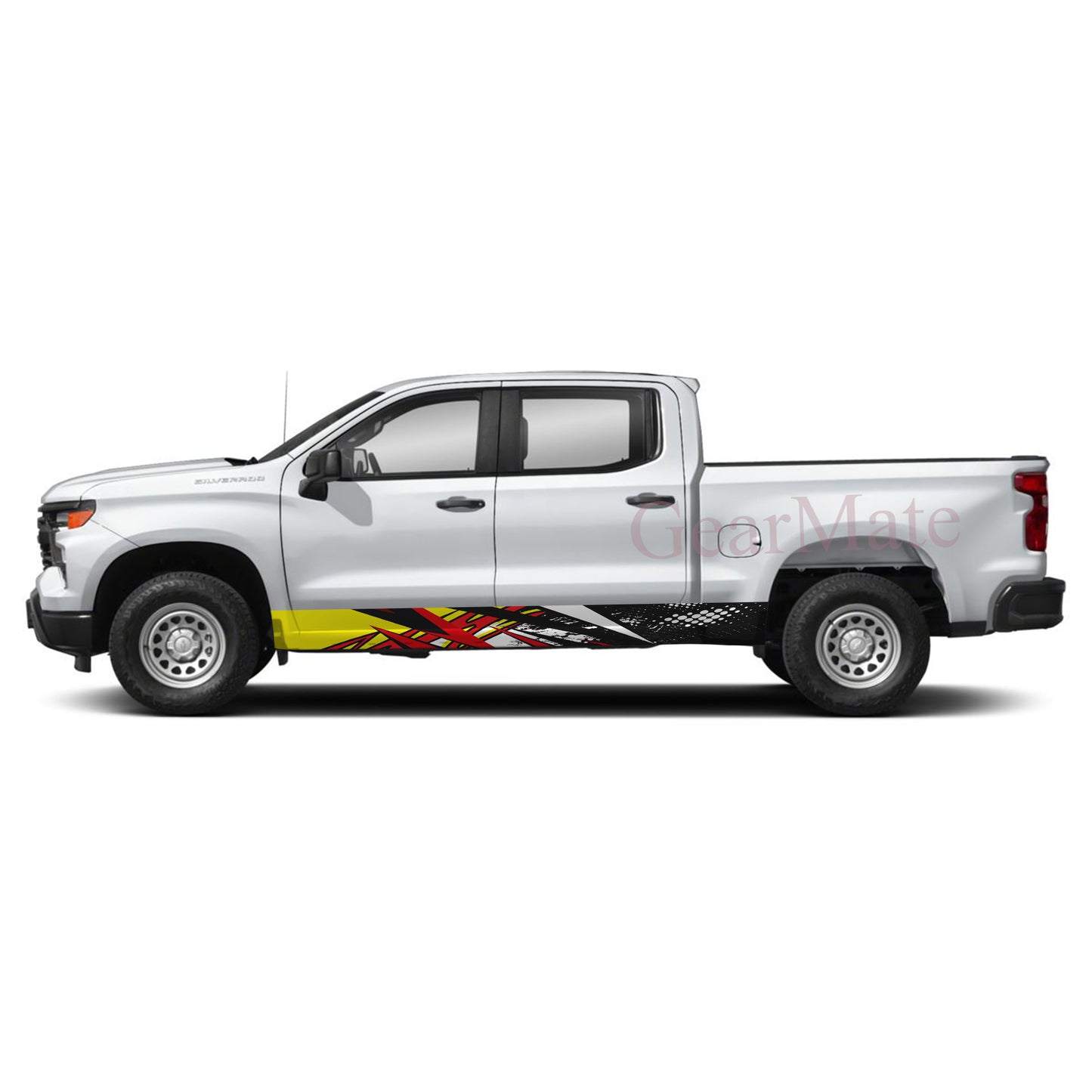 Racing Stripe Bolt Red Rocker Panel Graphic Decal Kit (Left & Right Sides) - High Quality Vinyl for Trucks & SUVs