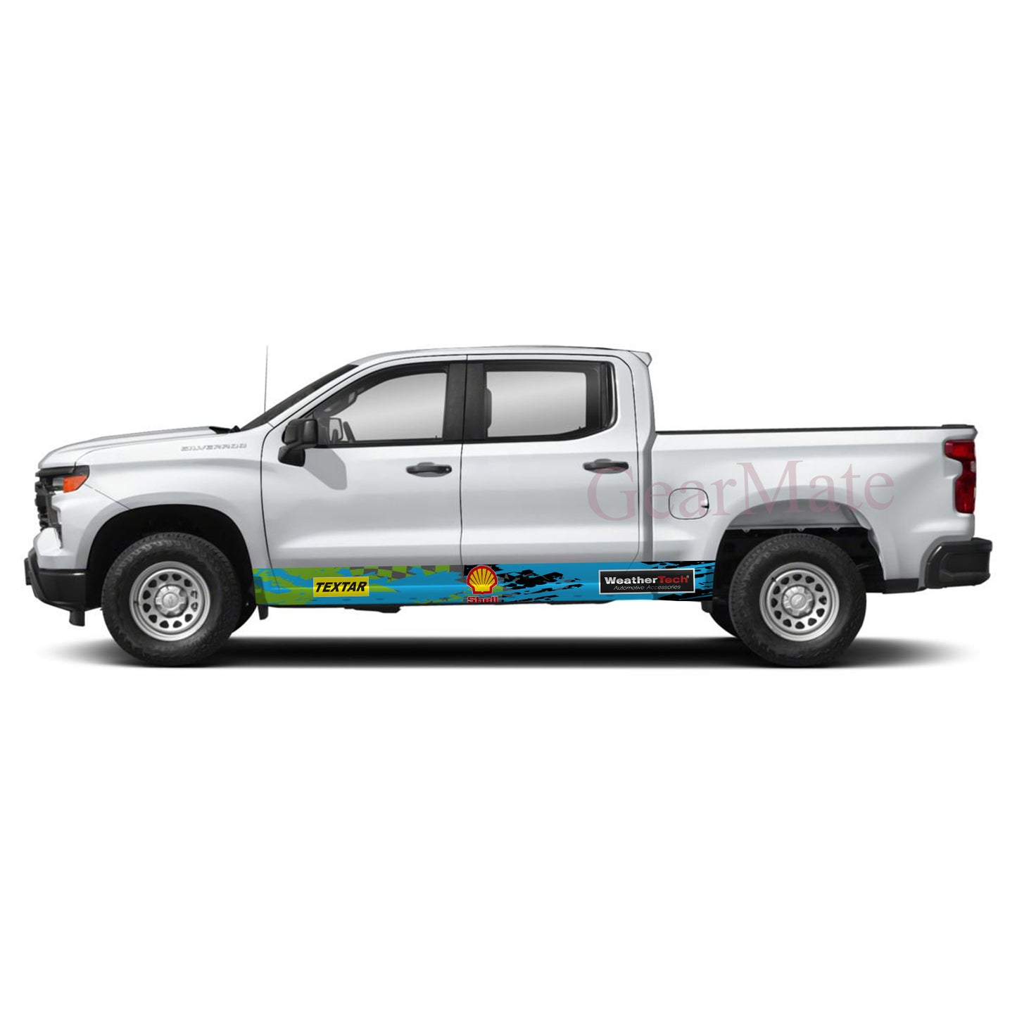 Racing Green Blue Shell Rocker Panel Graphic Decal Kit (Left & Right Sides) - High Quality Vinyl for Trucks & SUVs