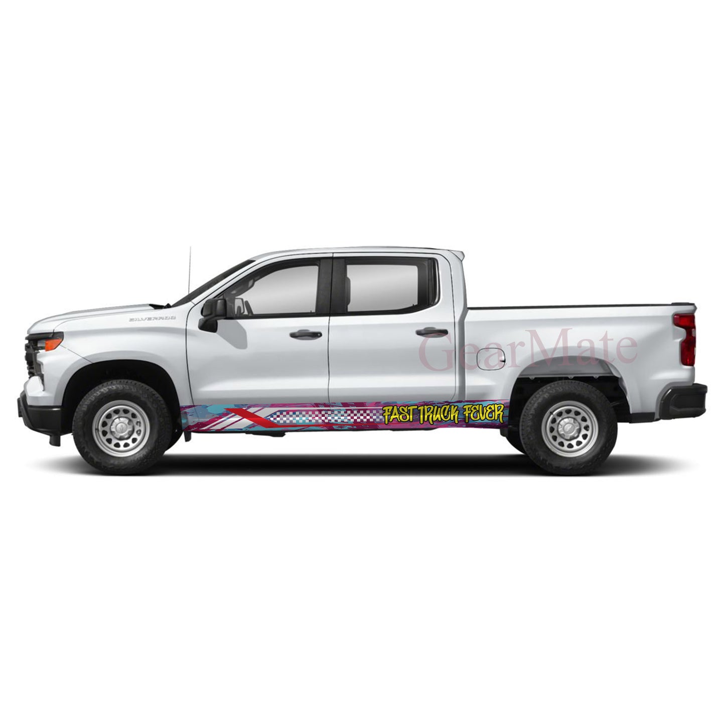 Fast Truck Fever Rocker Panel Graphic Decal Kit (Left & Right Sides) - High Quality Vinyl for Trucks & SUVs