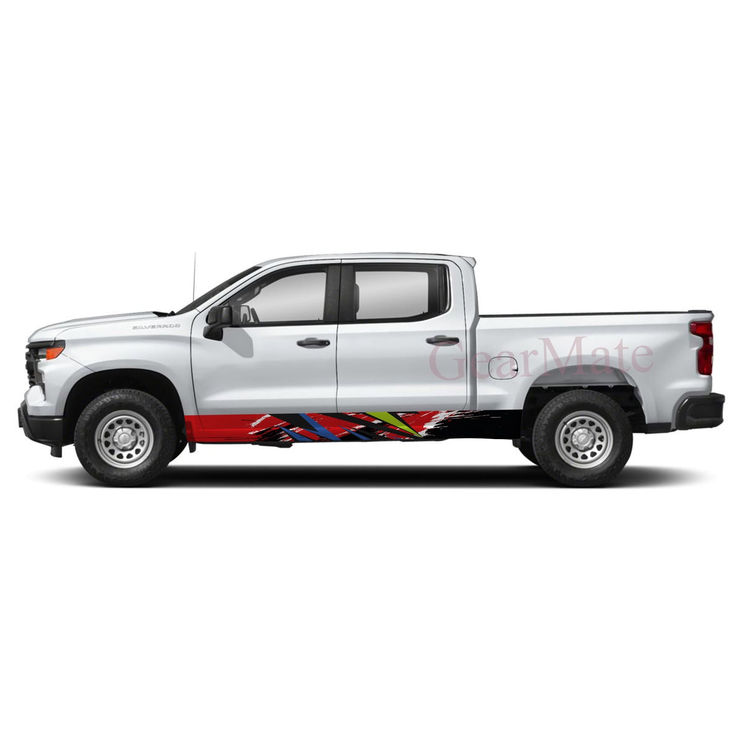 Racing Abstract Red Rocker Panel Graphic Decal Kit (Left & Right Sides) - High Quality Vinyl for Trucks & SUVs
