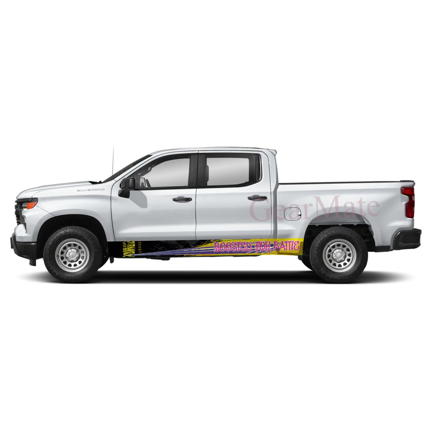 Boosted For Battle Rocker Panel Graphic Decal Kit (Left & Right Sides) - High Quality Vinyl for Trucks & SUVs