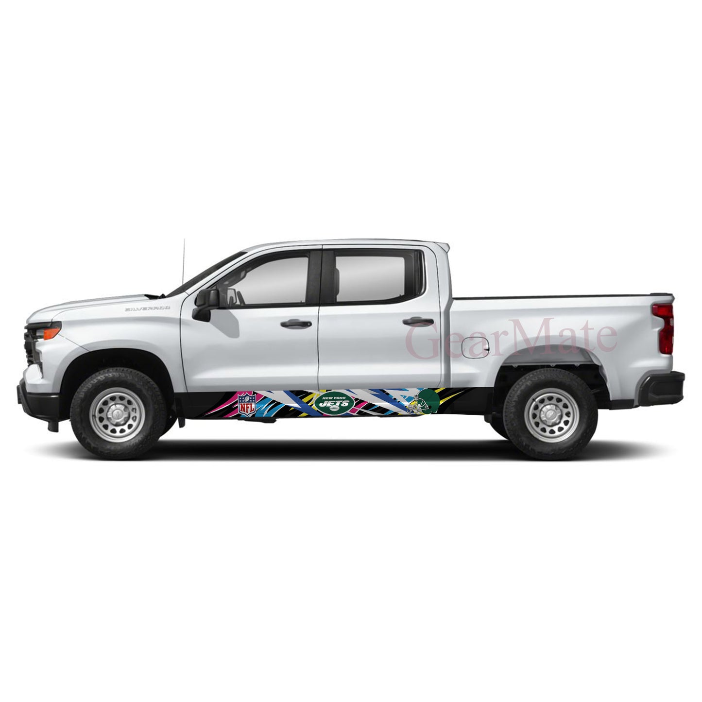 NFL New York Jets Rocker Panel Graphic Decal Kit (Left & Right Sides) - High Quality Vinyl for Trucks & SUVs