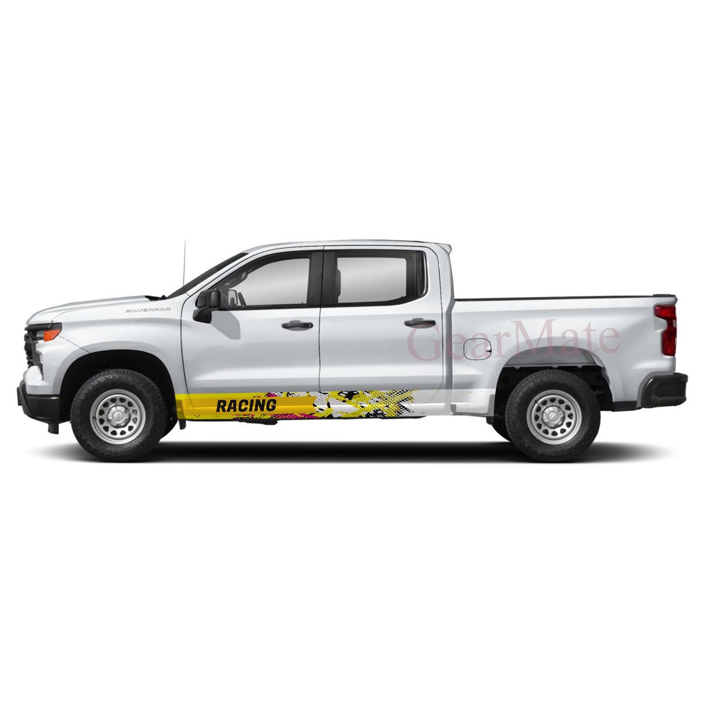 Racing Yellow Pink Panel Graphic Decal Kit (Left & Right Sides) - High Quality Vinyl for Trucks & SUVs