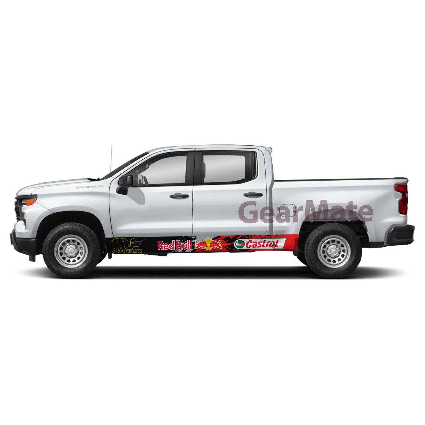 Racing Redbull Magnaflow Rocker Panel Graphic Decal Kit (Left & Right Sides) - High Quality Vinyl for Trucks & SUVs