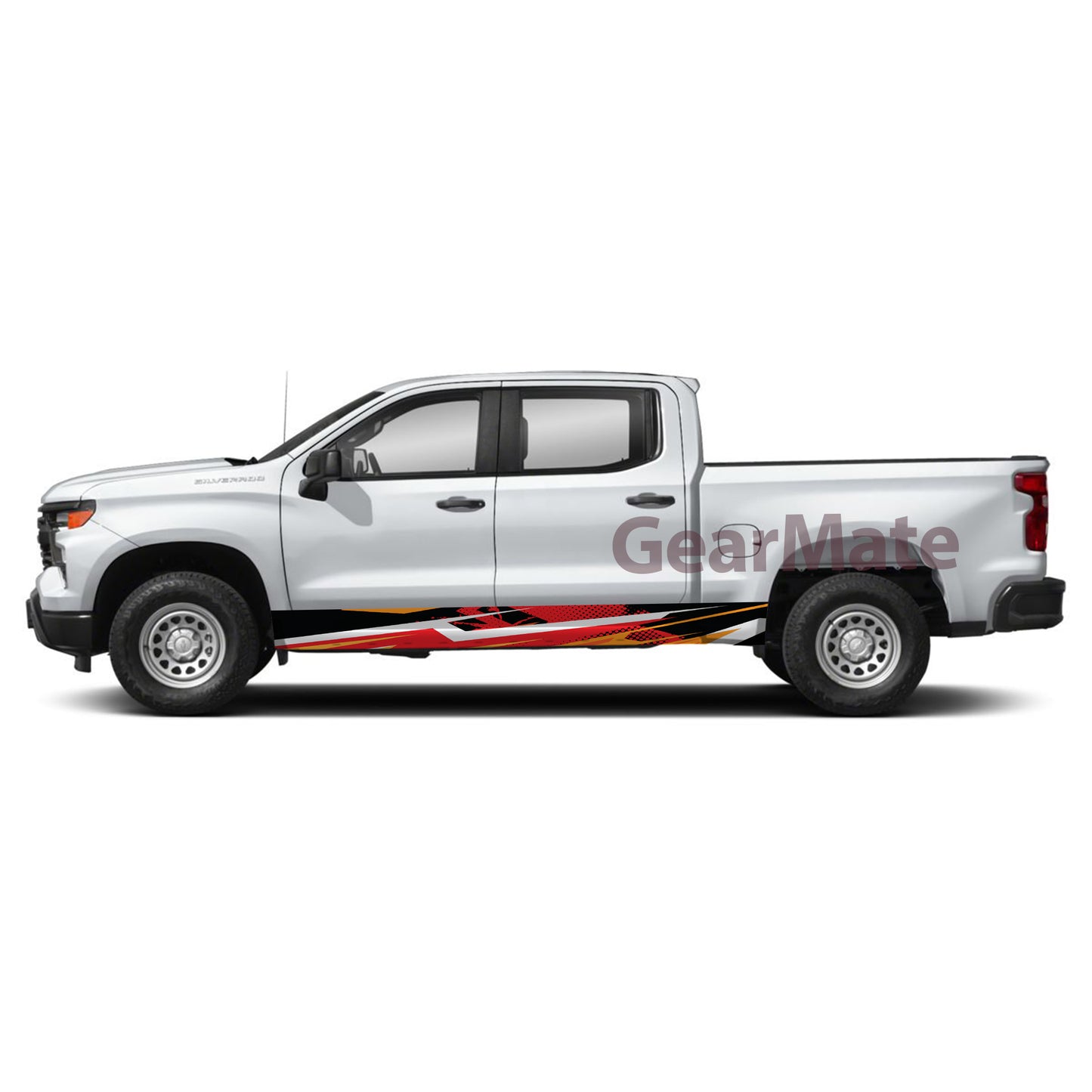 Racing Red Orange Rocker Panel Graphic Decal Kit (Left & Right Sides) - High Quality Vinyl for Trucks & SUVs