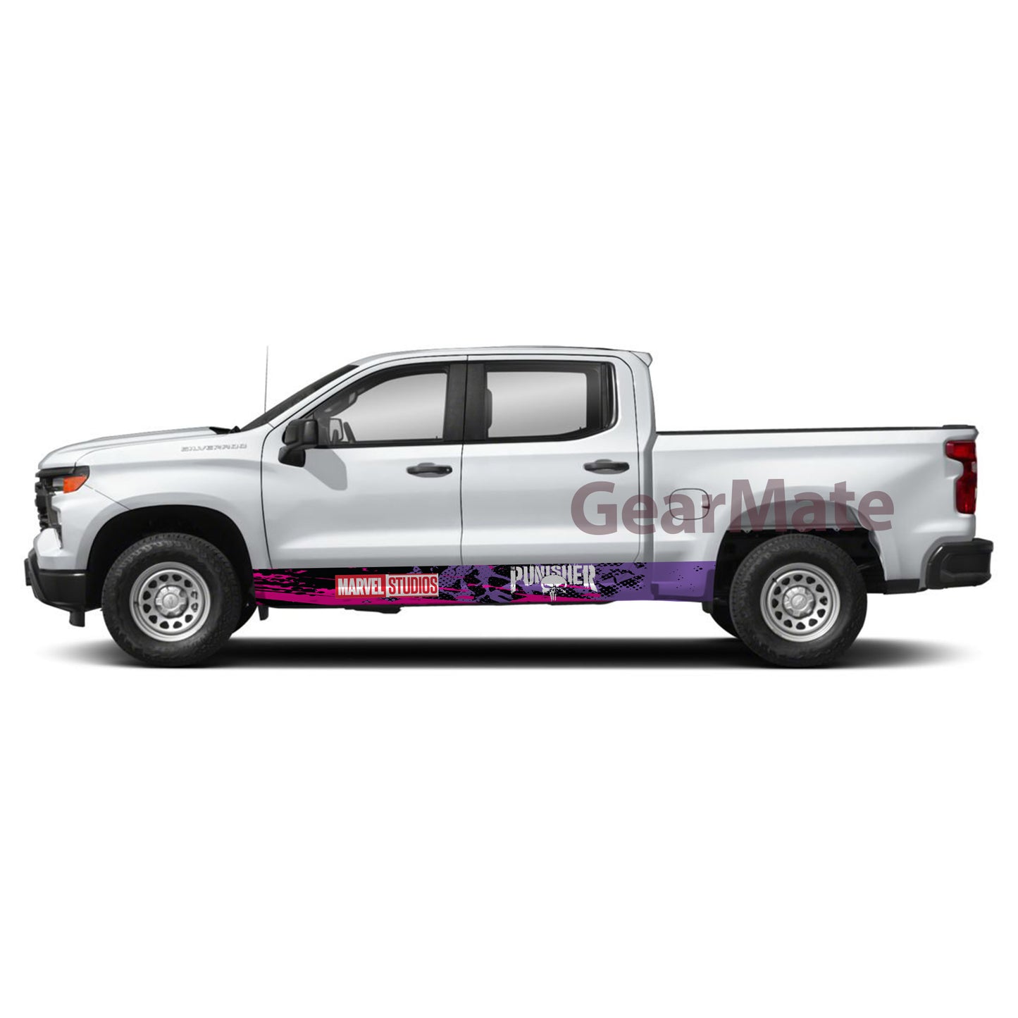 Sport Marvel The Punisher Rocker Panel Graphic Decal Kit (Left & Right Sides) - High Quality Vinyl for Trucks & SUVs
