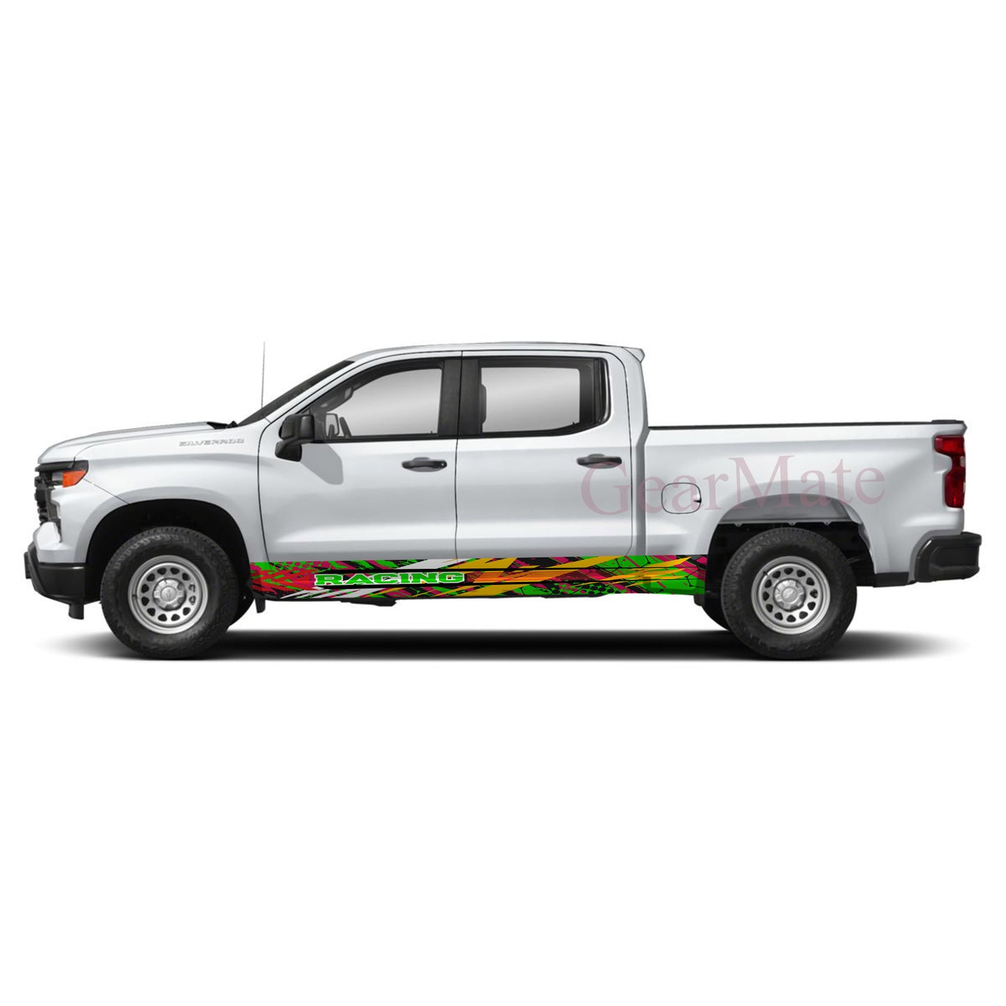 Racing Grunge Green Panel Graphic Decal Kit (Left & Right Sides) - High Quality Vinyl for Trucks & SUVs