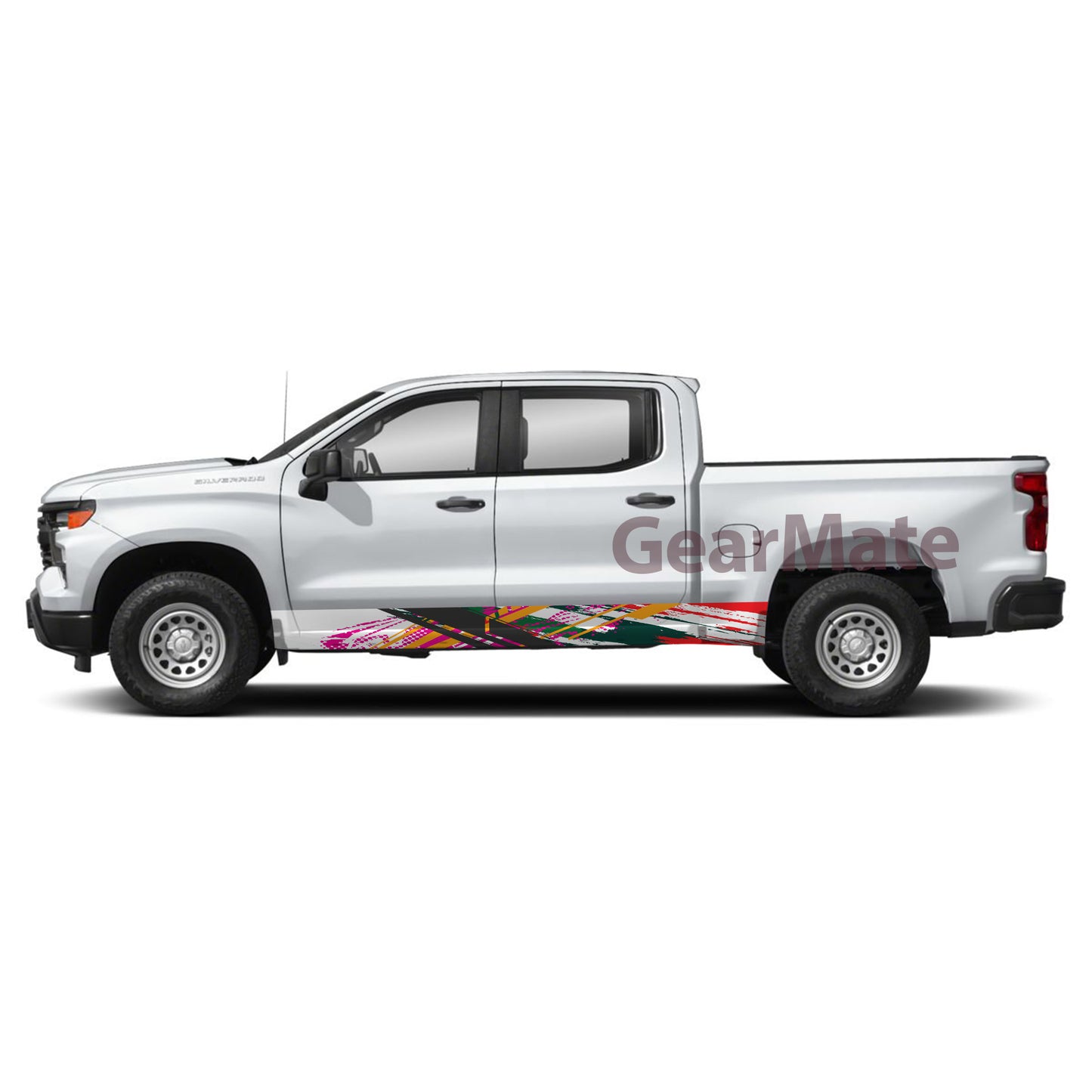 Sport White Black Rocker Panel Graphic Decal Kit (Left & Right Sides) - High Quality Vinyl for Trucks & SUVs