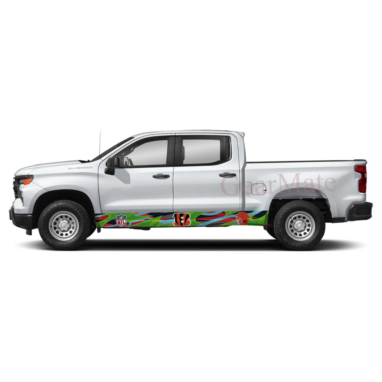NFL Cincinnati Bengals 2 Rocker Panel Graphic Decal Kit (Left & Right Sides) - High Quality Vinyl for Trucks & SUVs