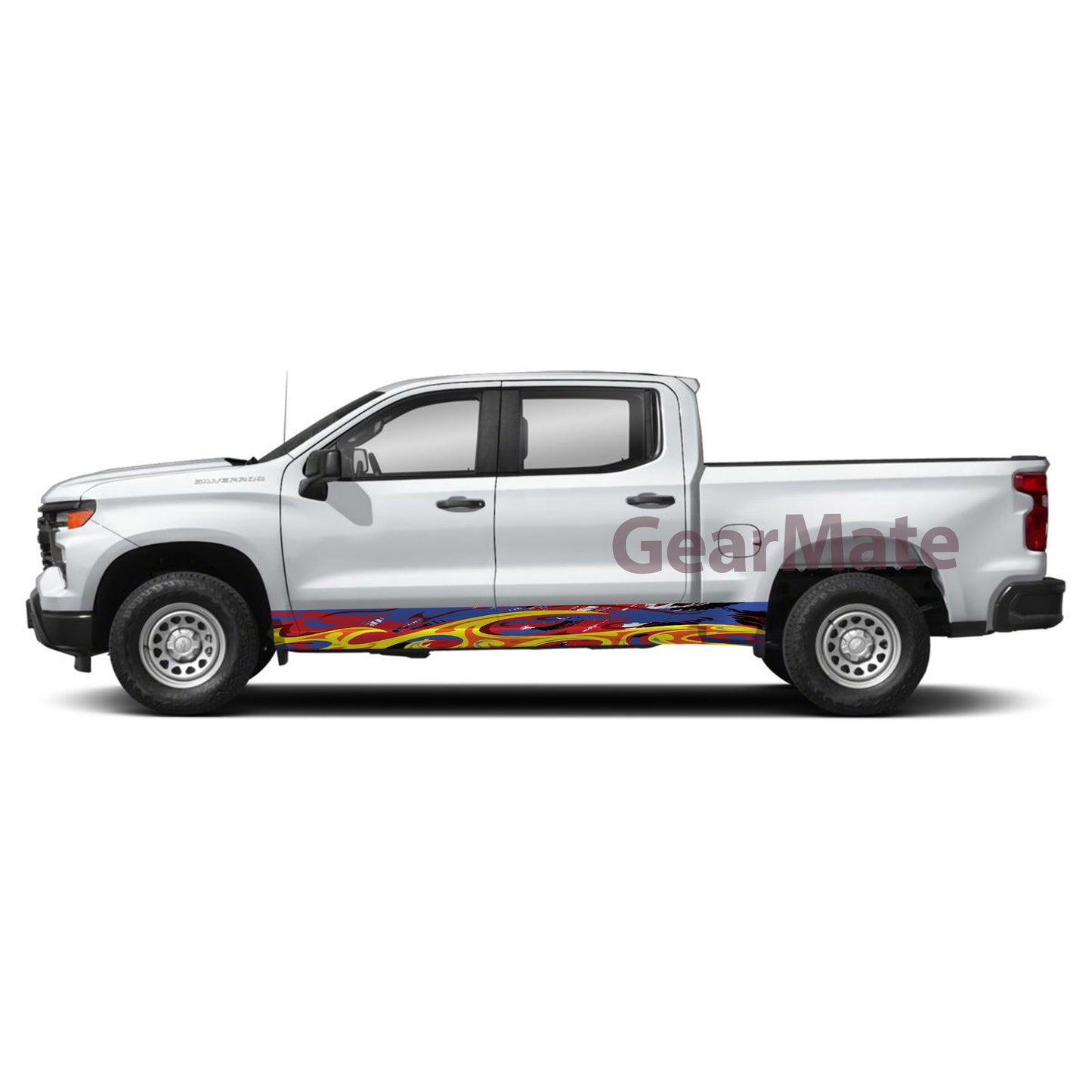 Sport Fire Blue Rocker Panel Graphic Decal Kit (Left & Right Sides) - High Quality Vinyl for Trucks & SUVs