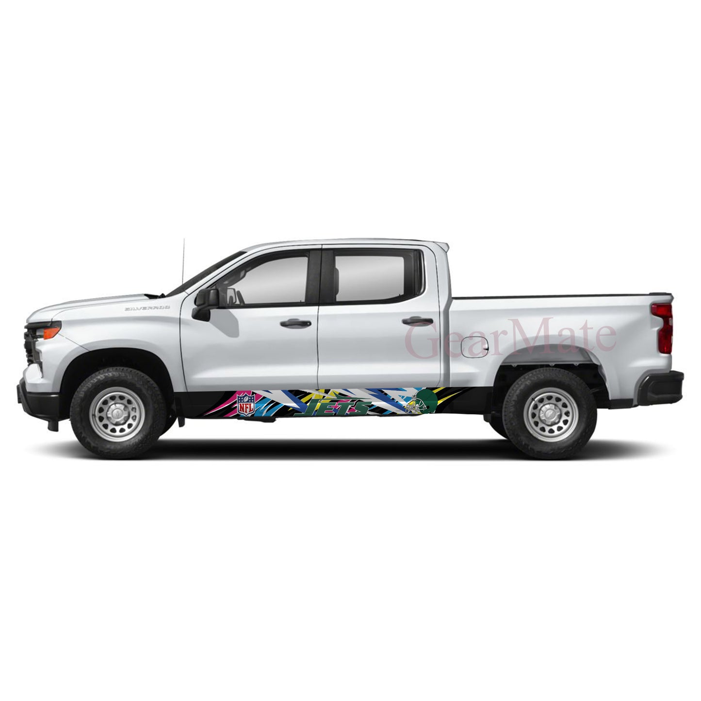 NFL New York Jets 1 Rocker Panel Graphic Decal Kit (Left & Right Sides) - High Quality Vinyl for Trucks & SUVs