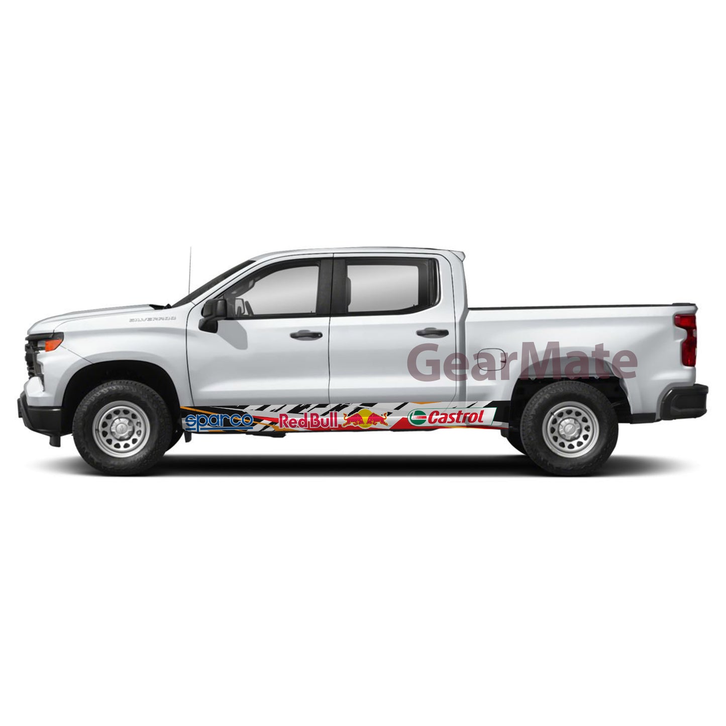 Racing Orange Redbull Rocker Panel Graphic Decal Kit (Left & Right Sides) - High Quality Vinyl for Trucks & SUVs