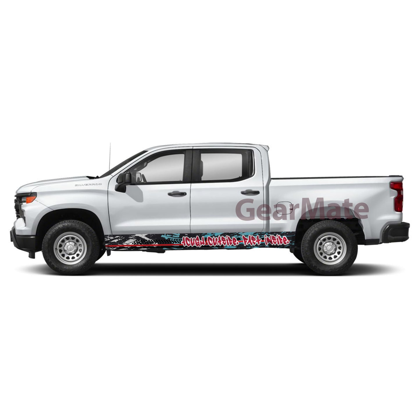Tough Outside Fast Inside Rocker Panel Graphic Decal Kit (Left & Right Sides) - High Quality Vinyl for Trucks & SUVs