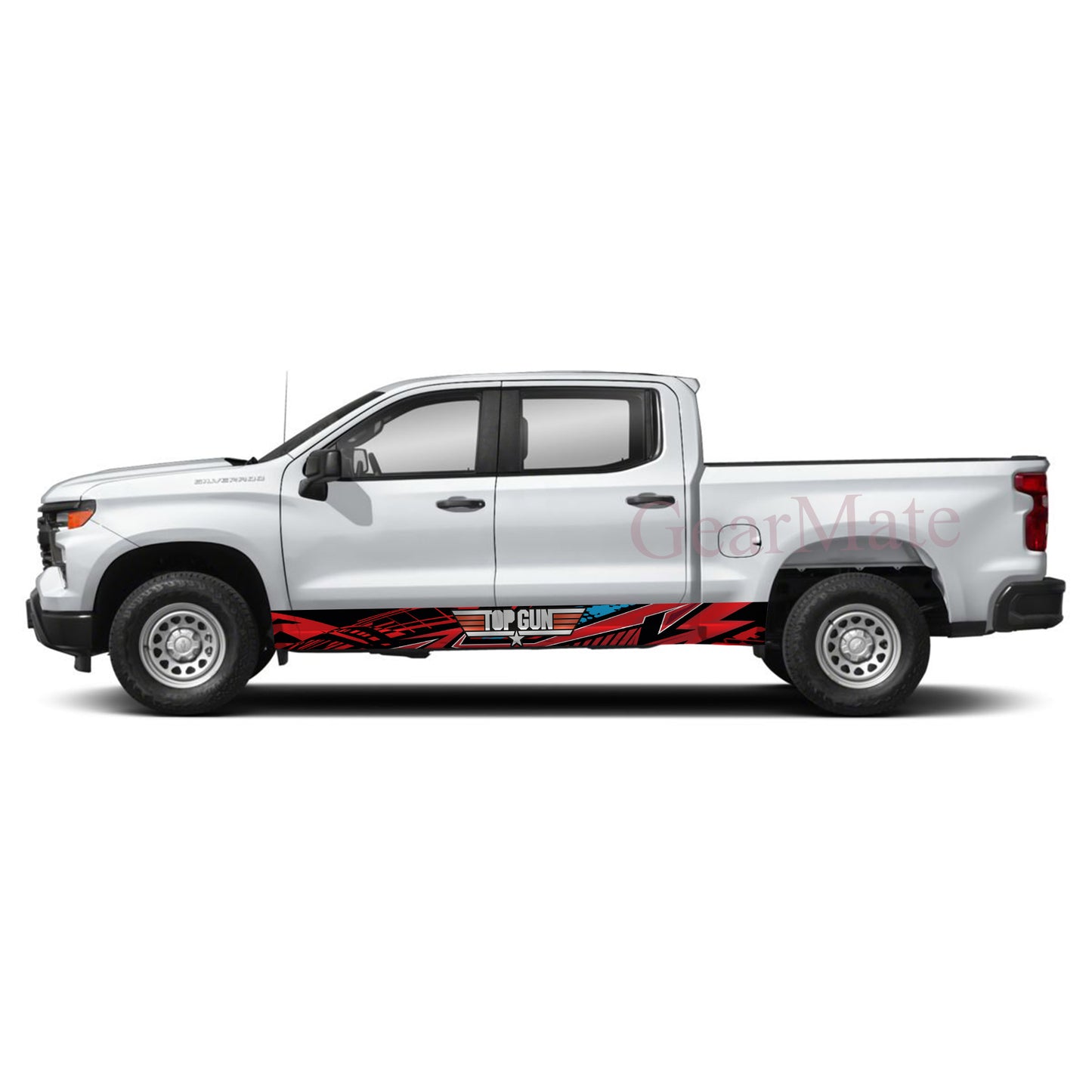 Racing RB Top Gun Rocker Panel Graphic Decal Kit (Left & Right Sides) - High Quality Vinyl for Trucks & SUVs