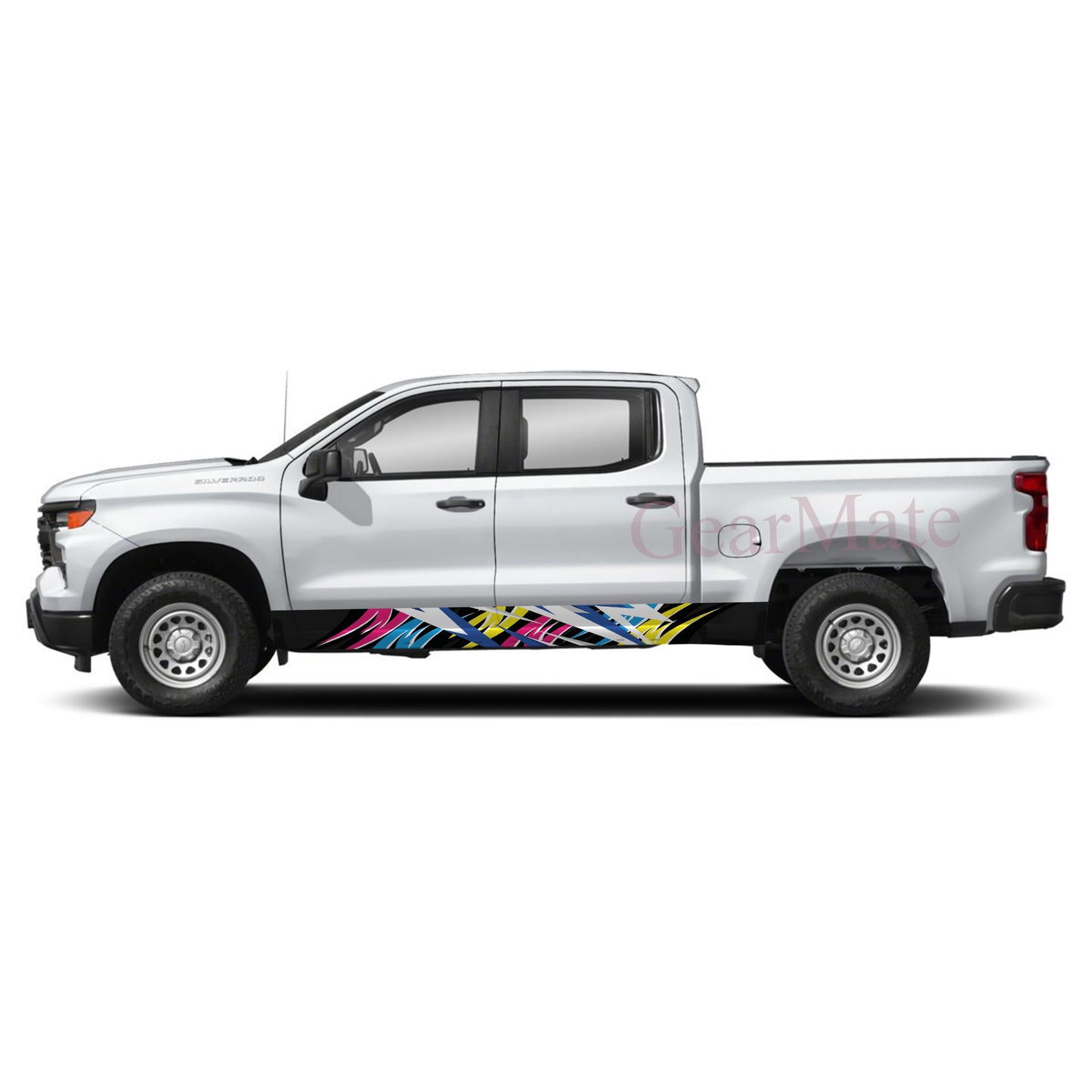 Racing Abstract Rocker Panel Graphic Decal Kit (Left & Right Sides) - High Quality Vinyl for Trucks & SUVs
