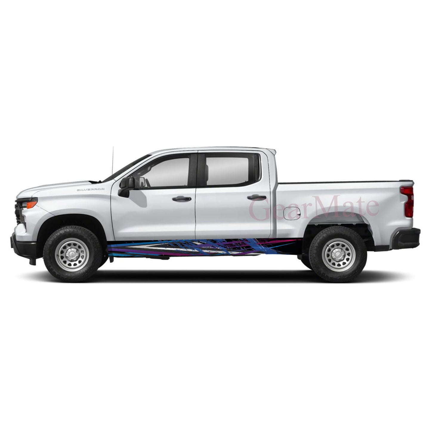 Racing Stripe Paint Blue Rocker Panel Graphic Decal Kit (Left & Right Sides) - High Quality Vinyl for Trucks & SUVs
