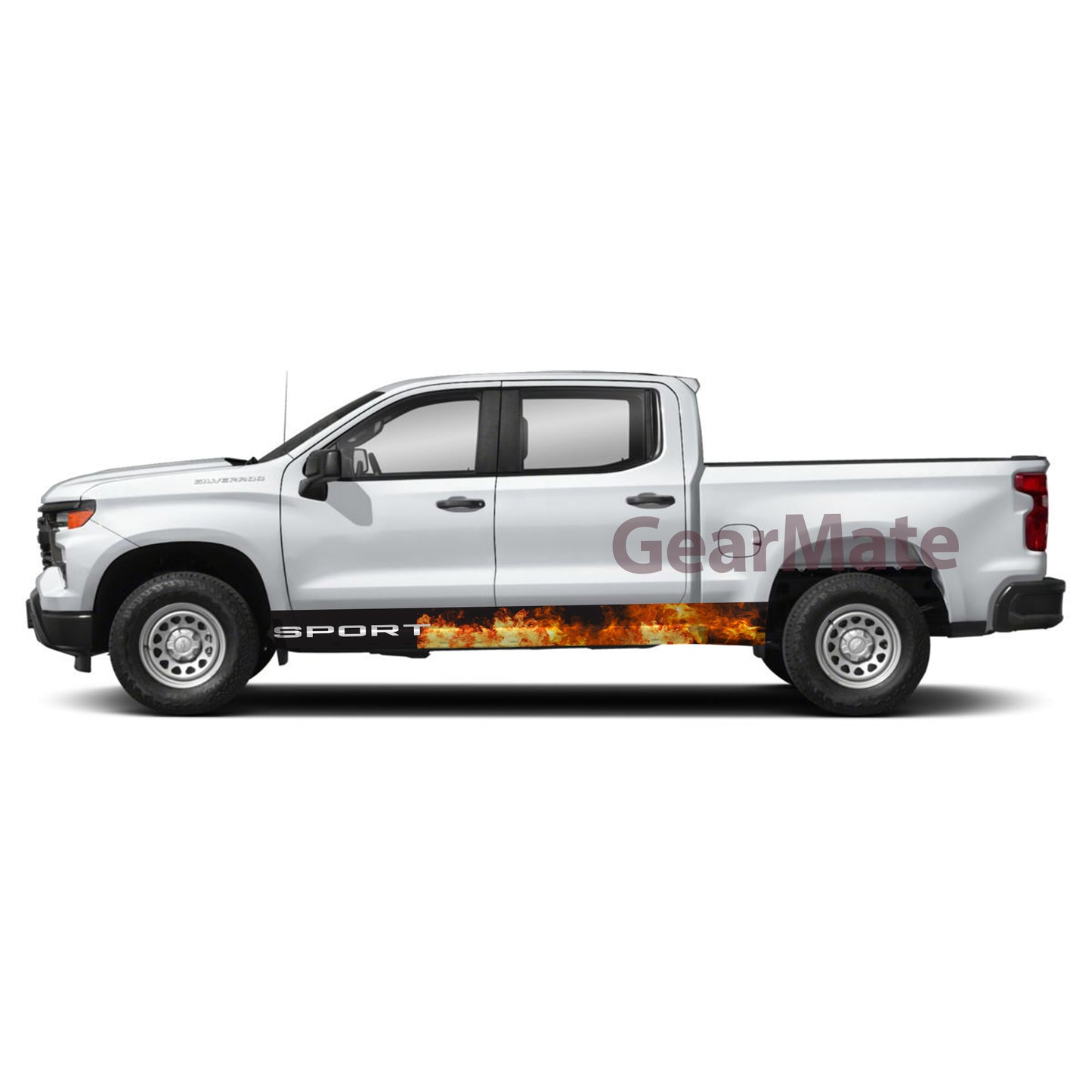 Sport Fire Rocker Panel Graphic Decal Kit (Left & Right Sides) - High Quality Vinyl for Trucks & SUVs
