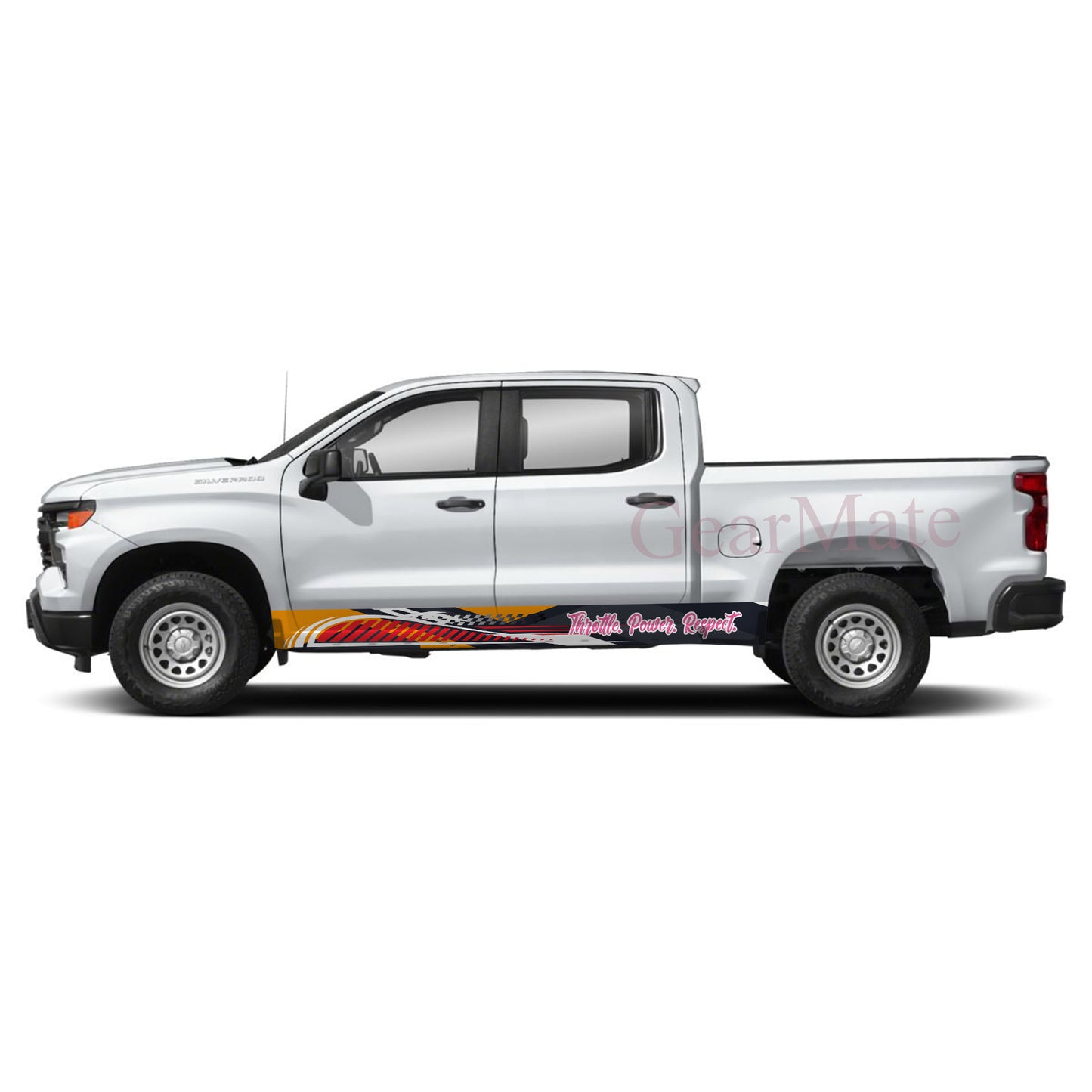 Throttle Power Respect Rocker Panel Graphic Decal Kit (Left & Right Sides) - High Quality Vinyl for Trucks & SUVs