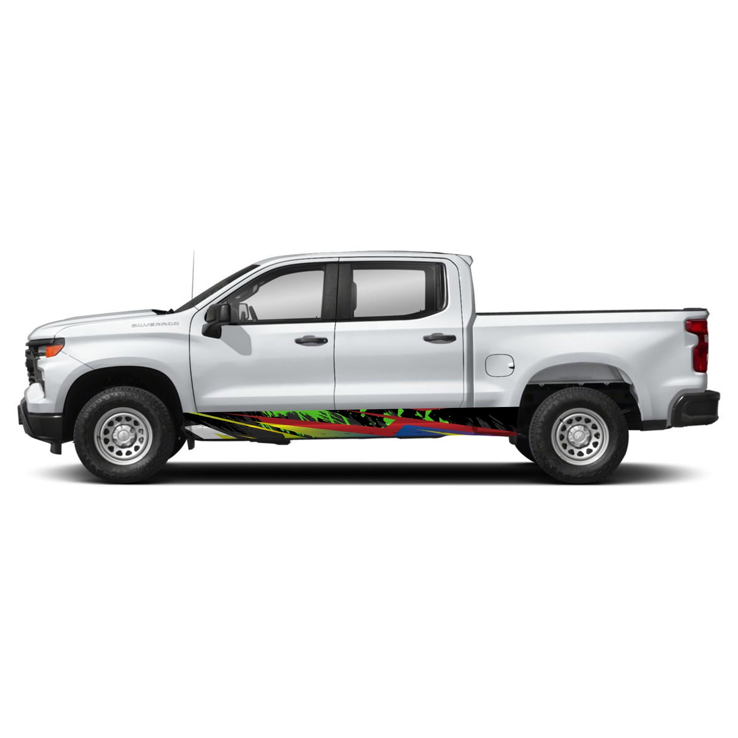Green Mix Rocker Panel Graphic Decal Kit (Left & Right Sides) - High Quality Vinyl for Trucks & SUVs